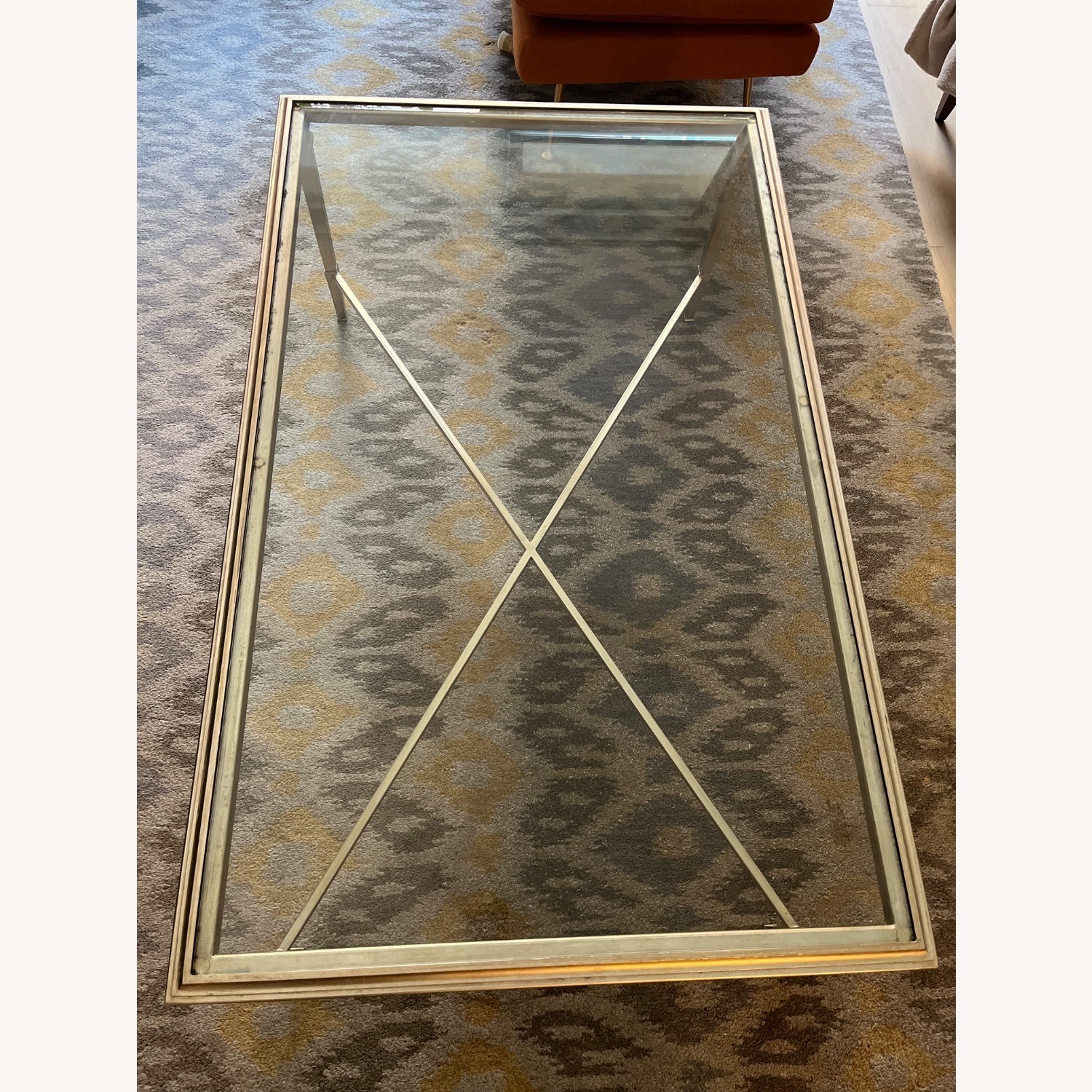 Ethan Allen Silver Steel and Glass Coffee Table - image-1
