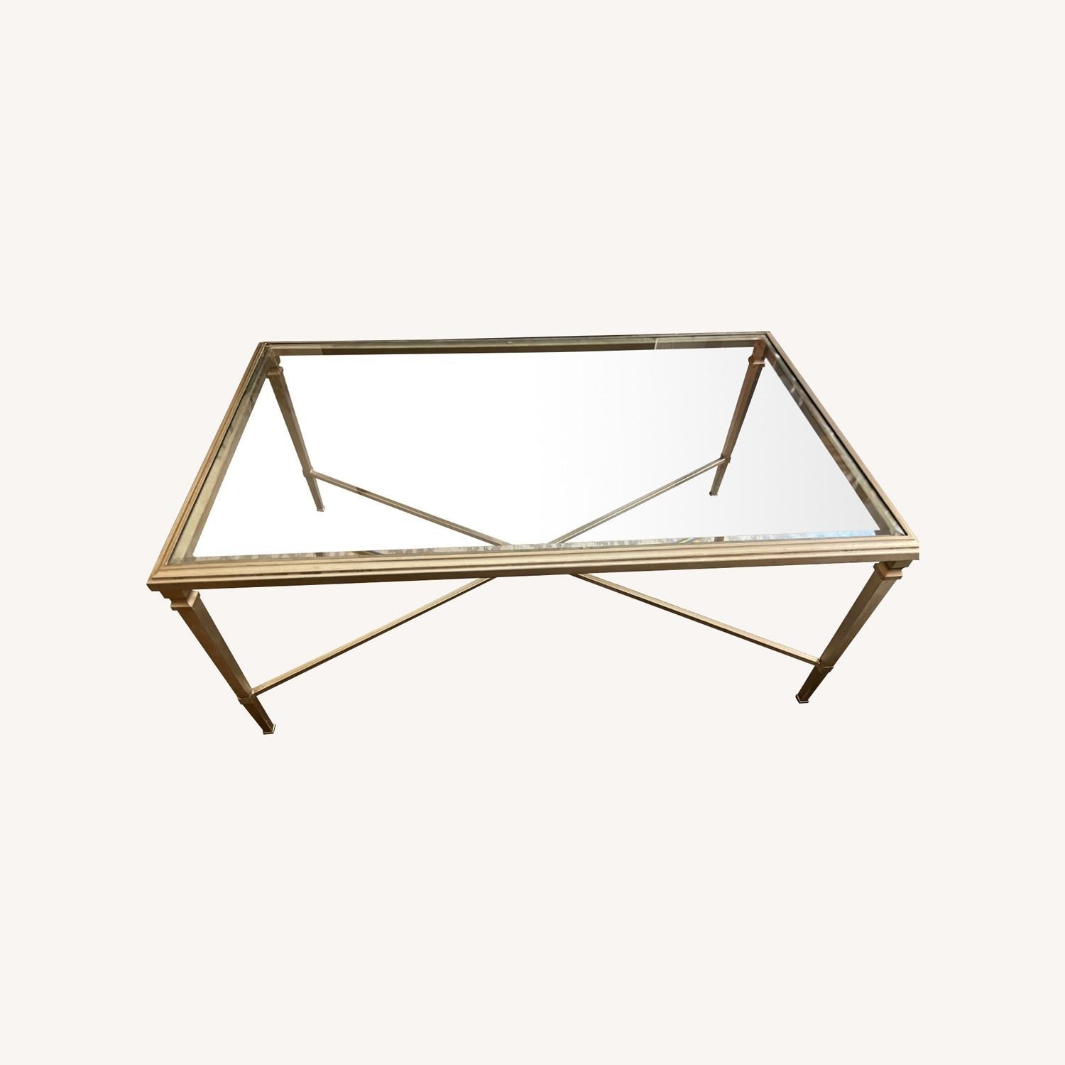 Ethan Allen Silver Steel and Glass Coffee Table - image-0