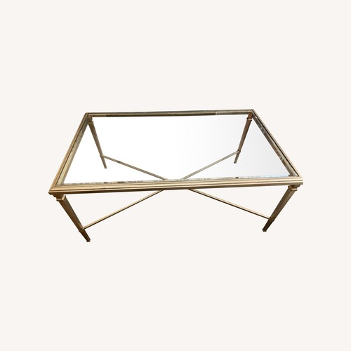 Used Ethan Allen Silver Steel and Glass Coffee Table for sale on AptDeco