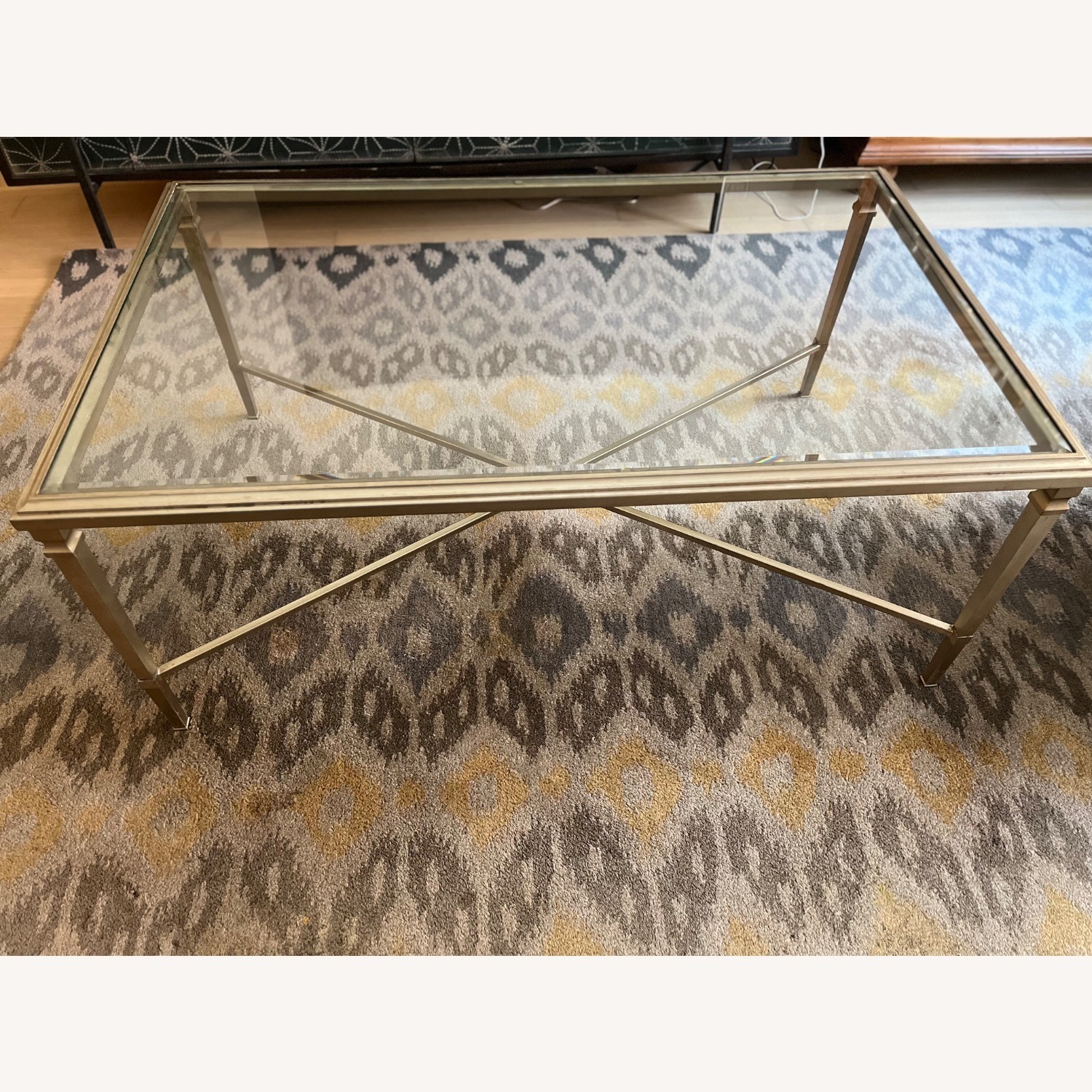 Ethan Allen Silver Steel and Glass Coffee Table - image-2
