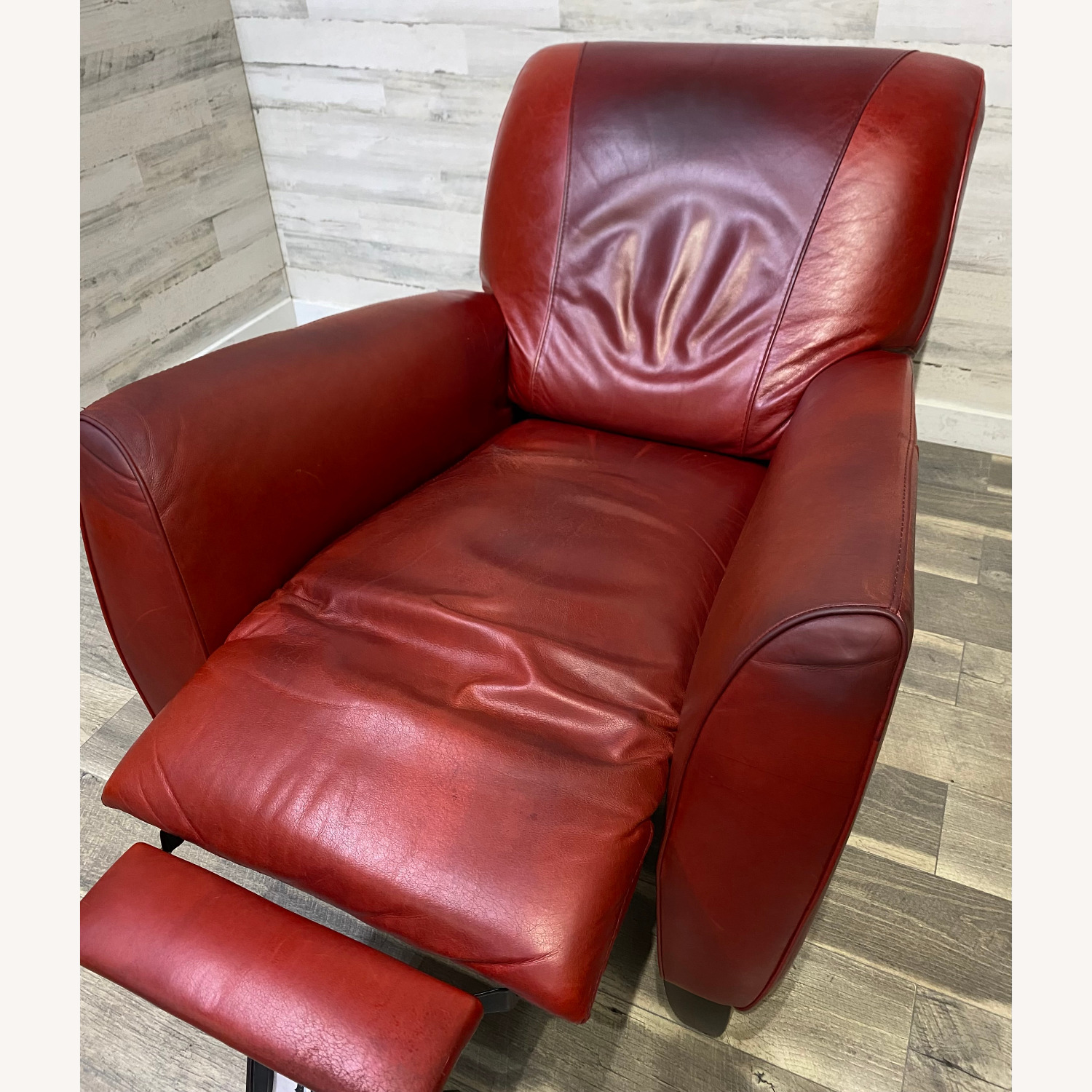 Red Leather Natuzzi Recliner Chair - image-12