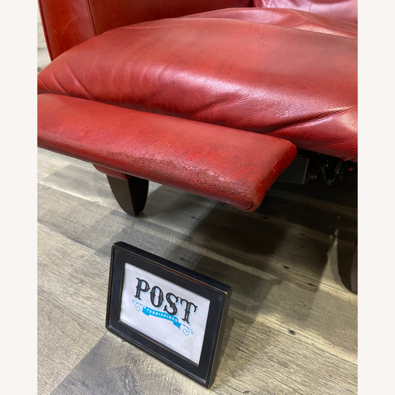 Red Leather Natuzzi Recliner Chair - image-7