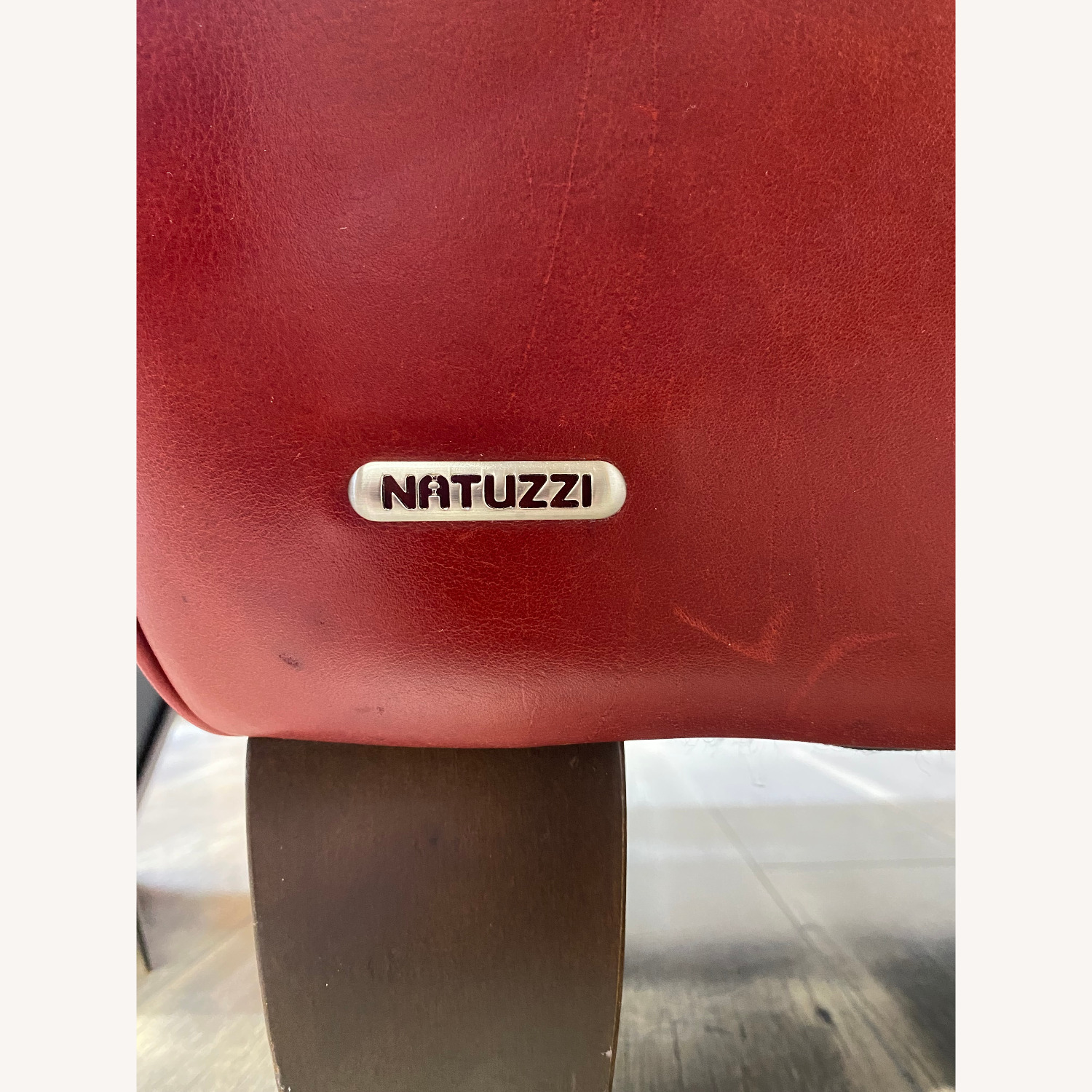Red Leather Natuzzi Recliner Chair - image-6