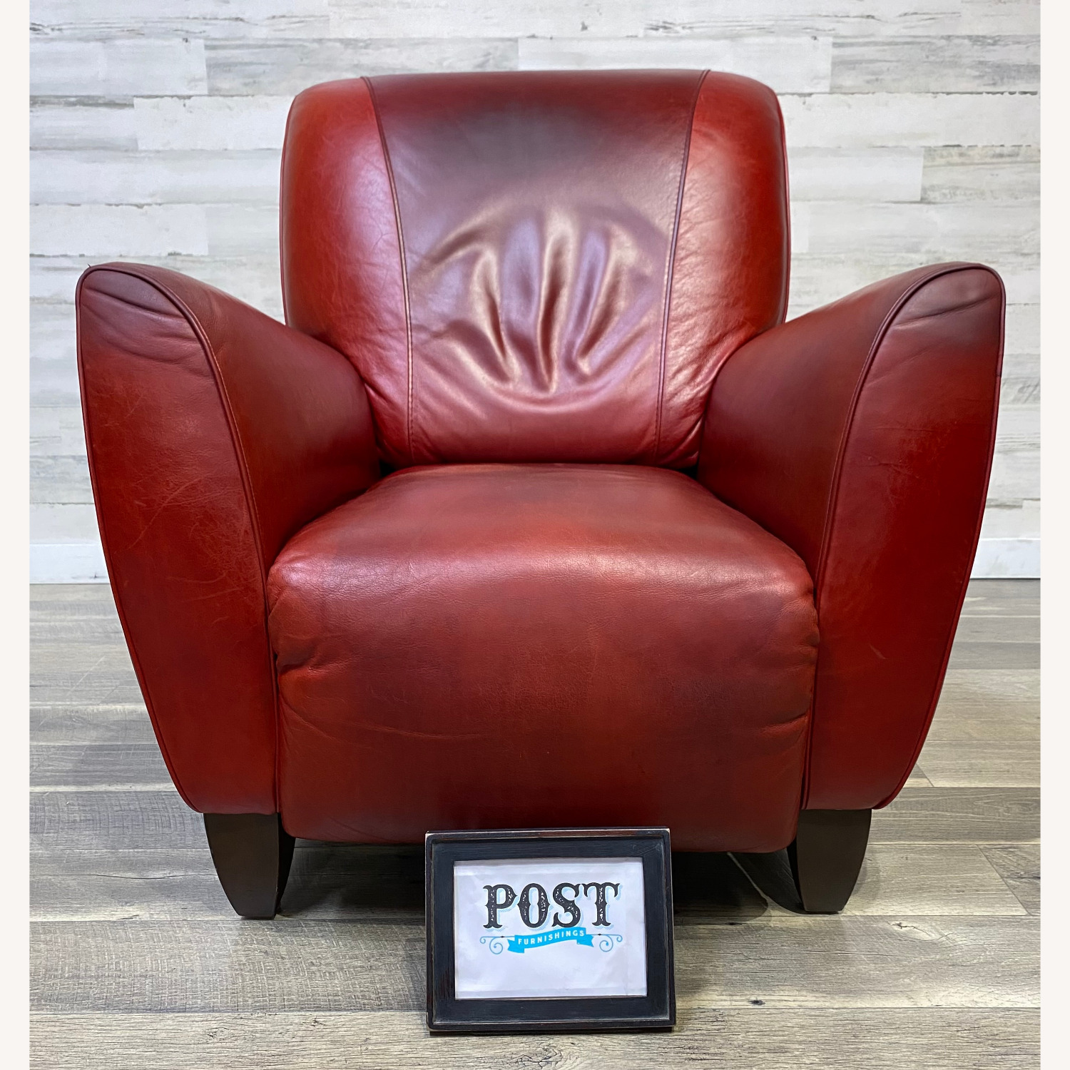 Red Leather Natuzzi Recliner Chair - image-11