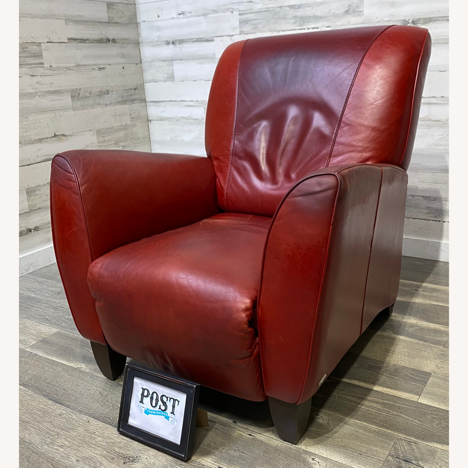 Red Leather Natuzzi Recliner Chair - image-4