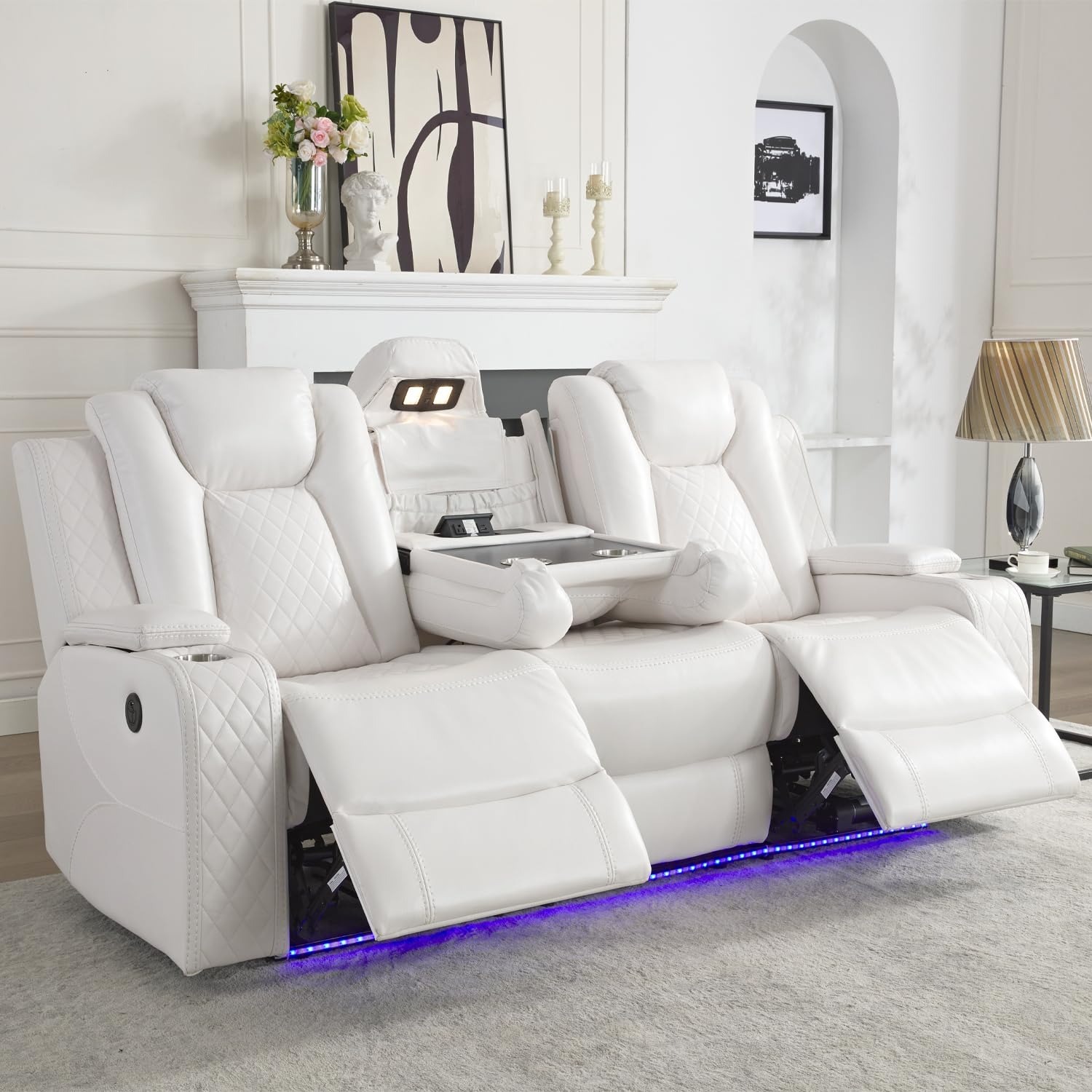 81.5'' Power Reclining Sofa Couch with LED Lights - image-3