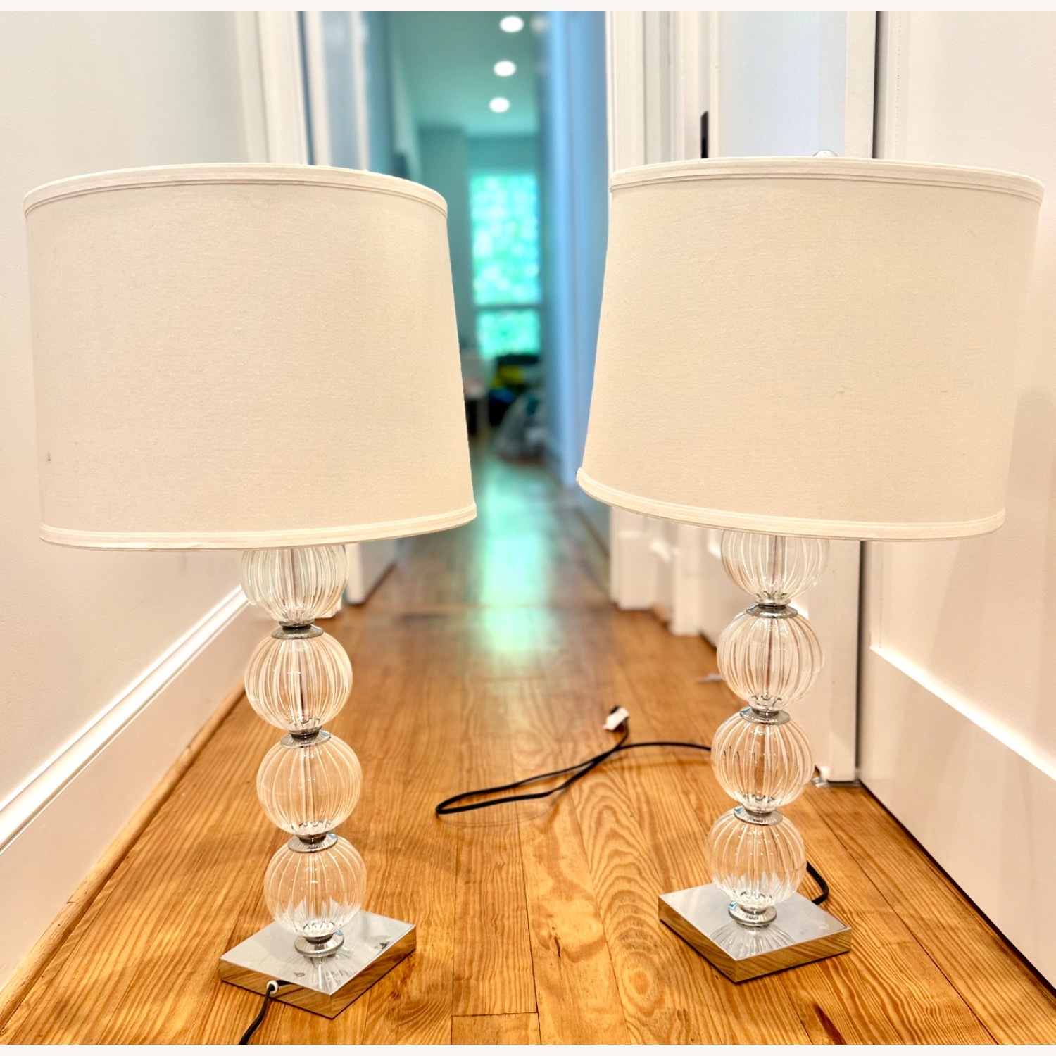 Set of Safavieh Crystal Glass Globe Table Lamps - image-1