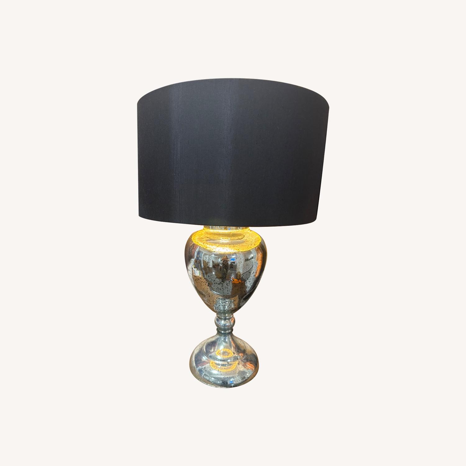 Silver Glass Lamp With Black Shade - image-0