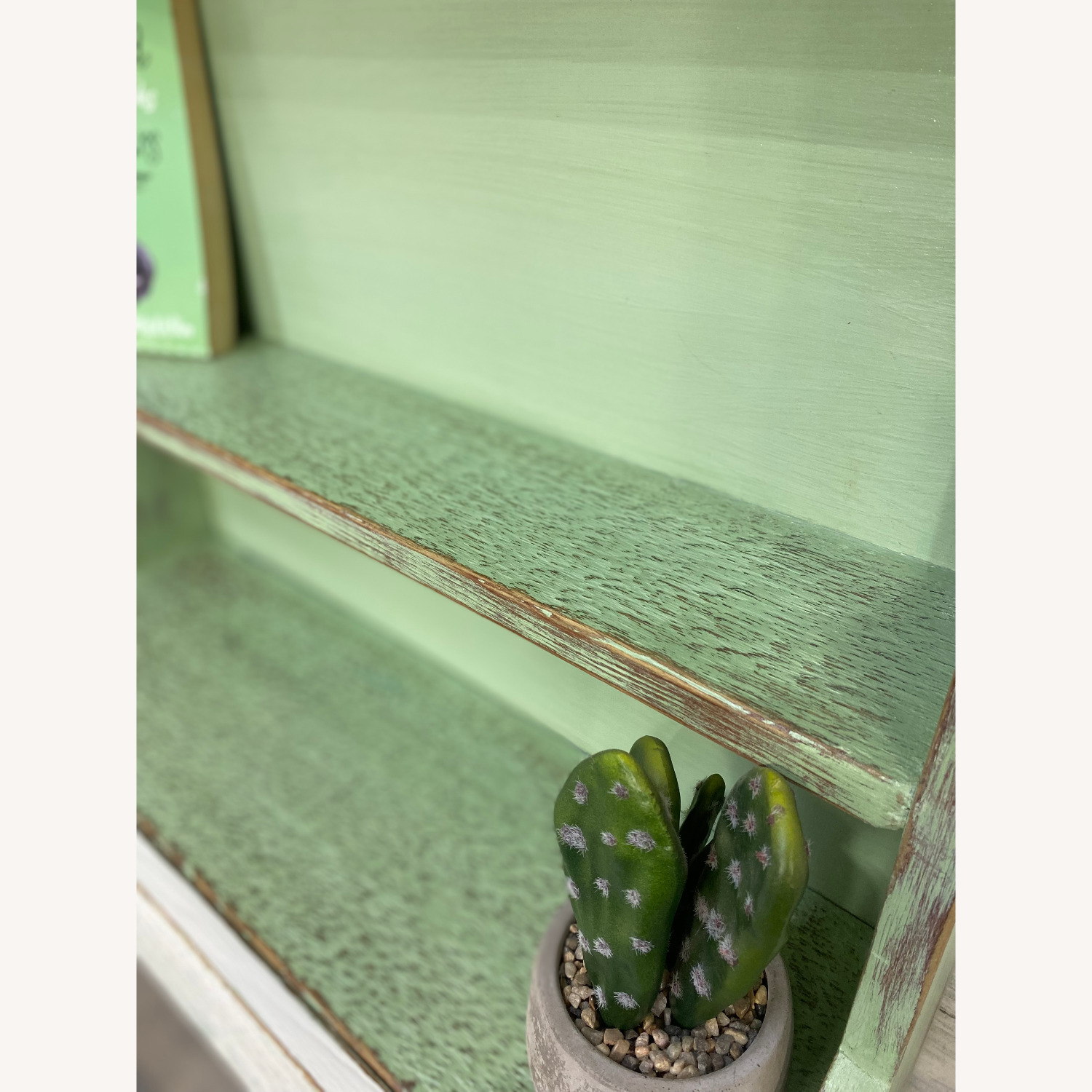 Green Rustic Wood Hanging Shelf - image-4