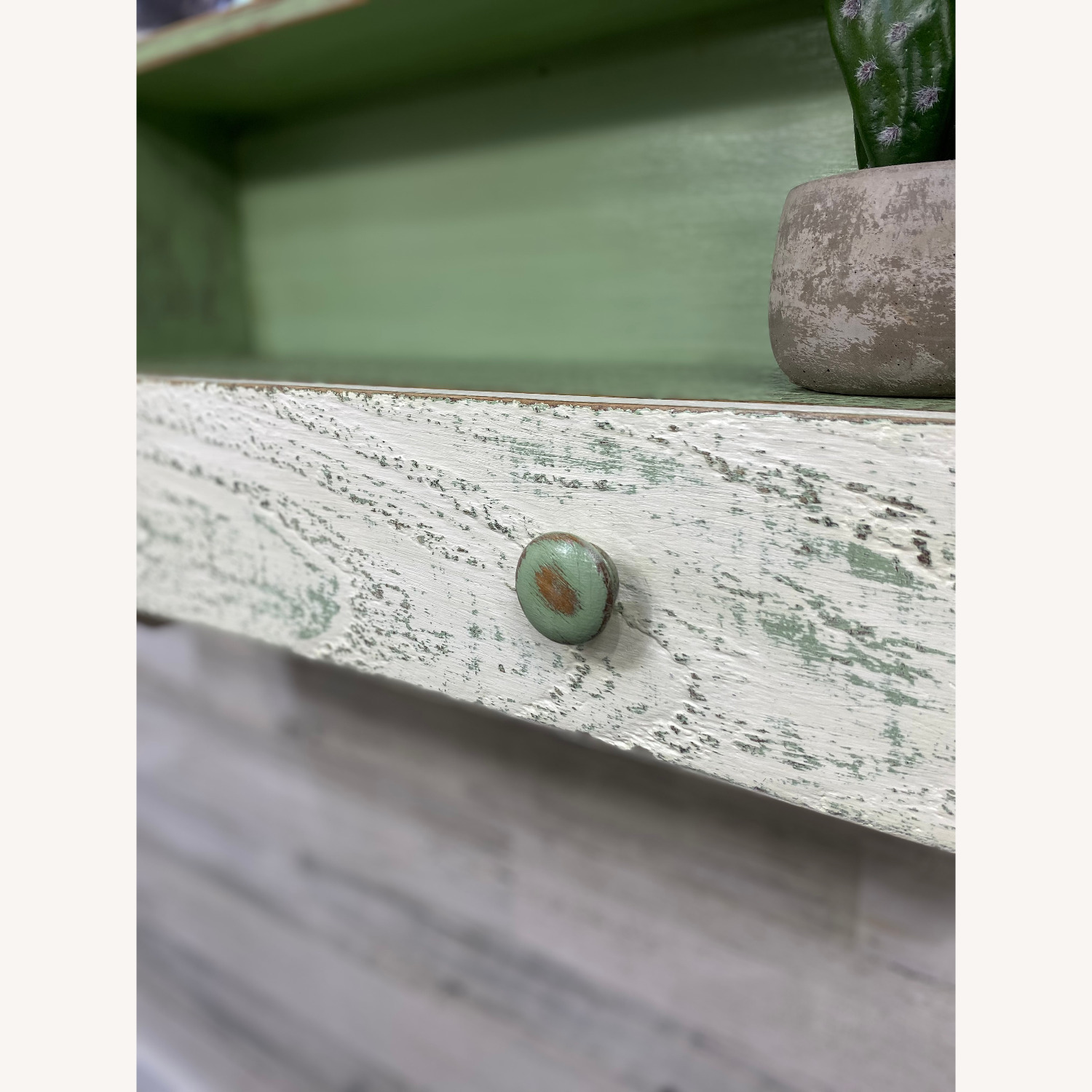 Green Rustic Wood Hanging Shelf - image-5