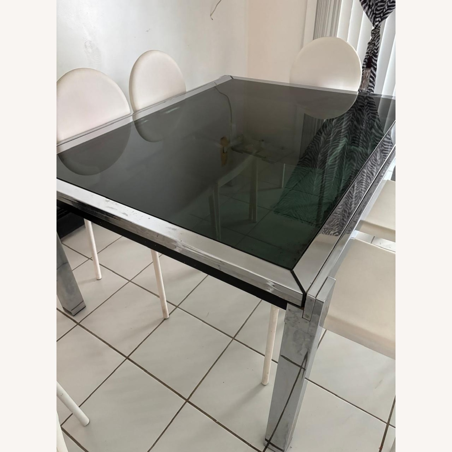 Vintage Glass Dining Table Set with Chairs - image-4