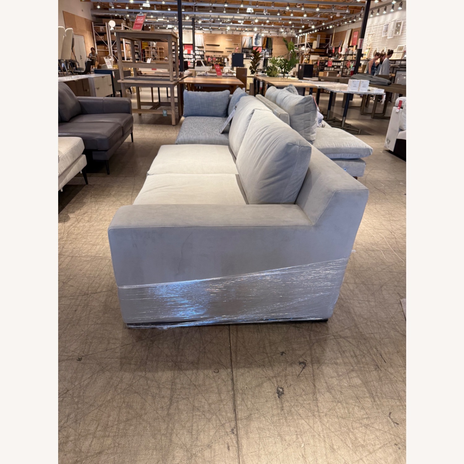 West Elm Silver Velvet Performance Dalton Sofa - image-1