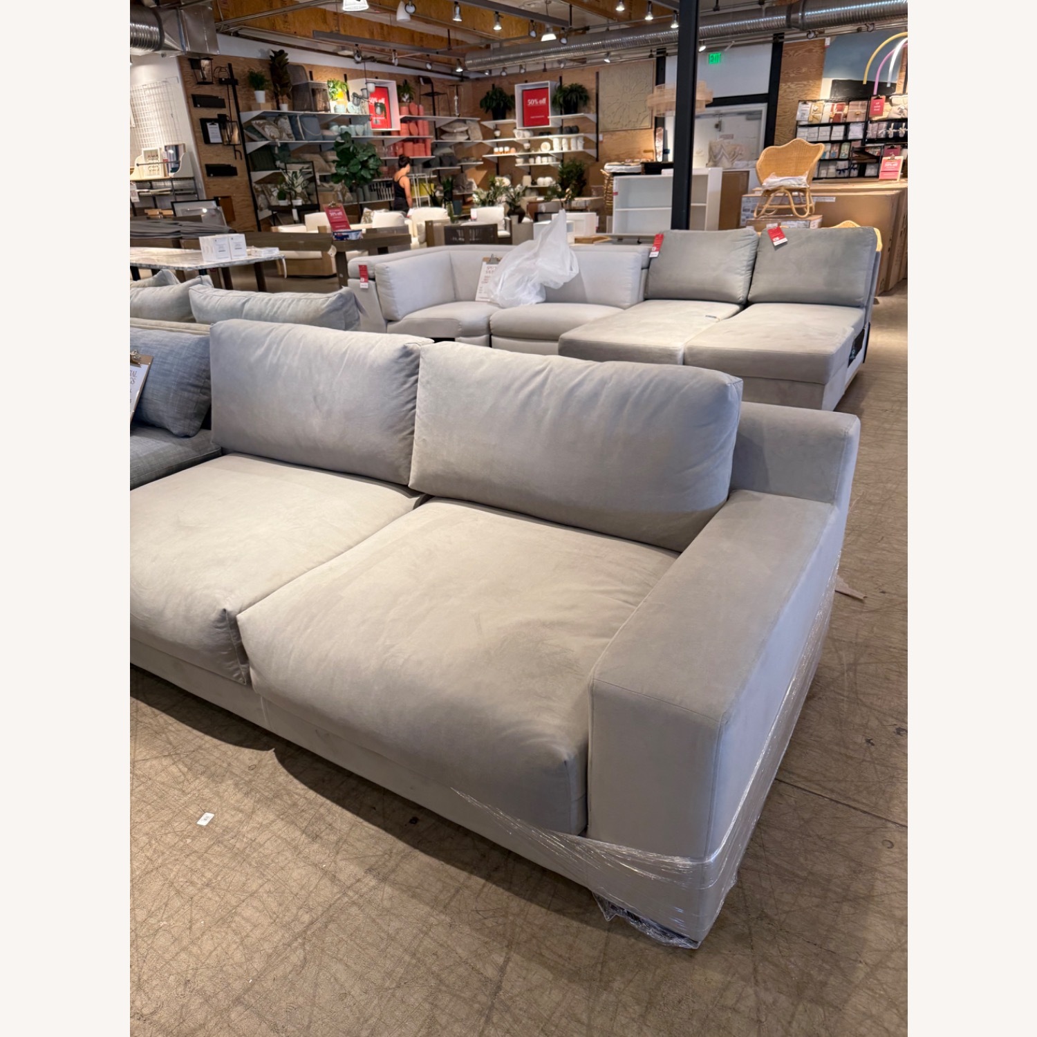 West Elm Silver Velvet Performance Dalton Sofa - image-2