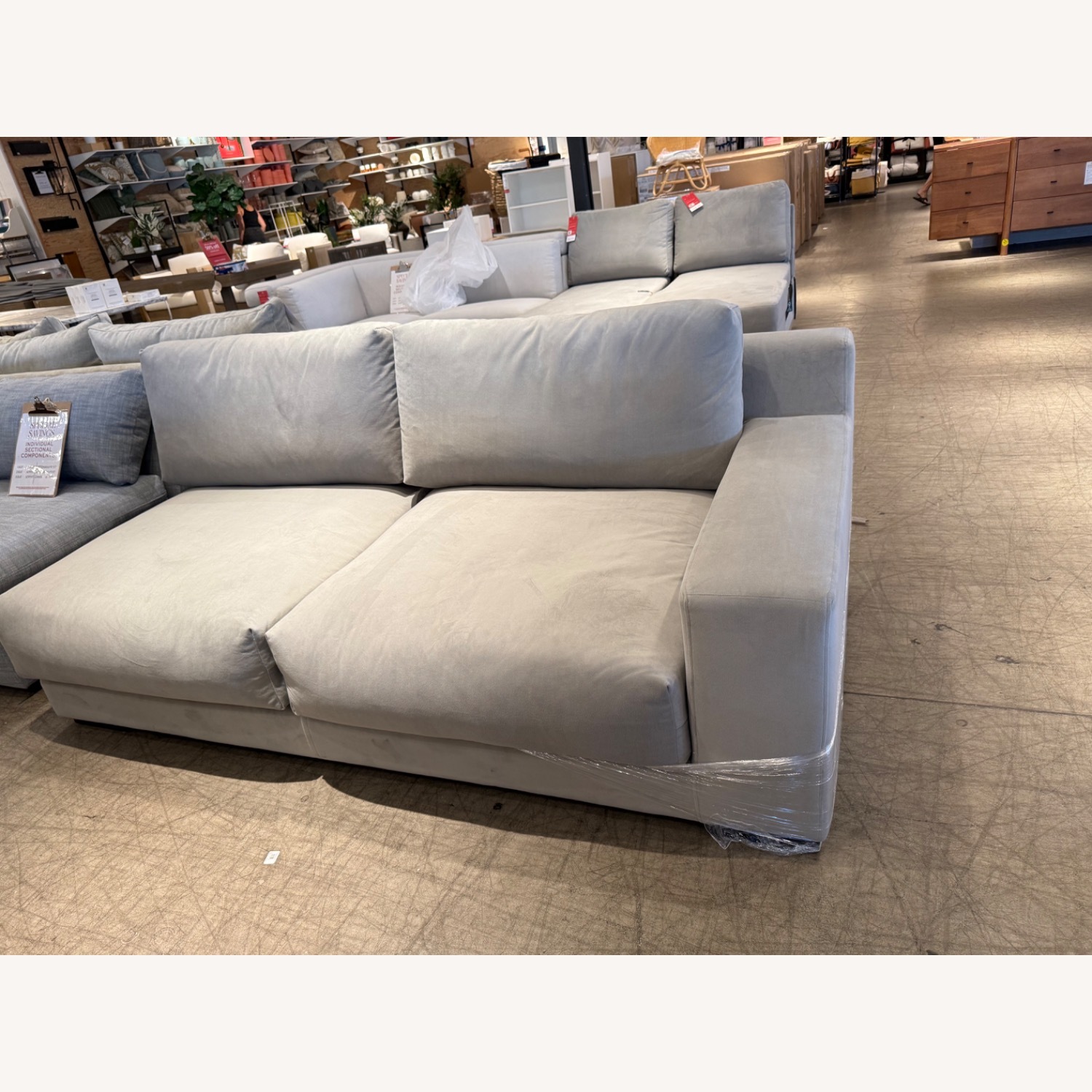 West Elm Silver Velvet Performance Dalton Sofa - image-3
