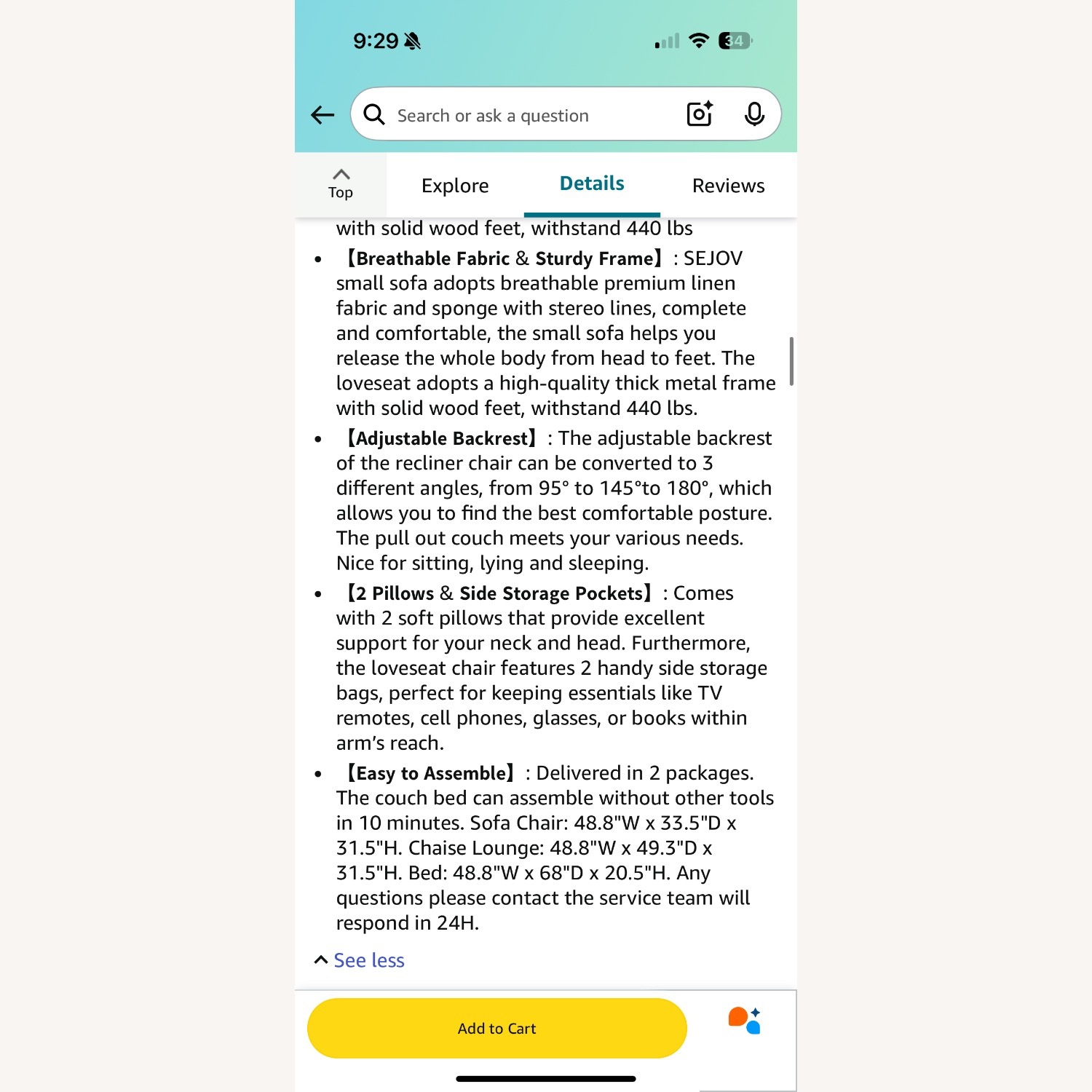 3 In 1 Sofa Bed - image-3