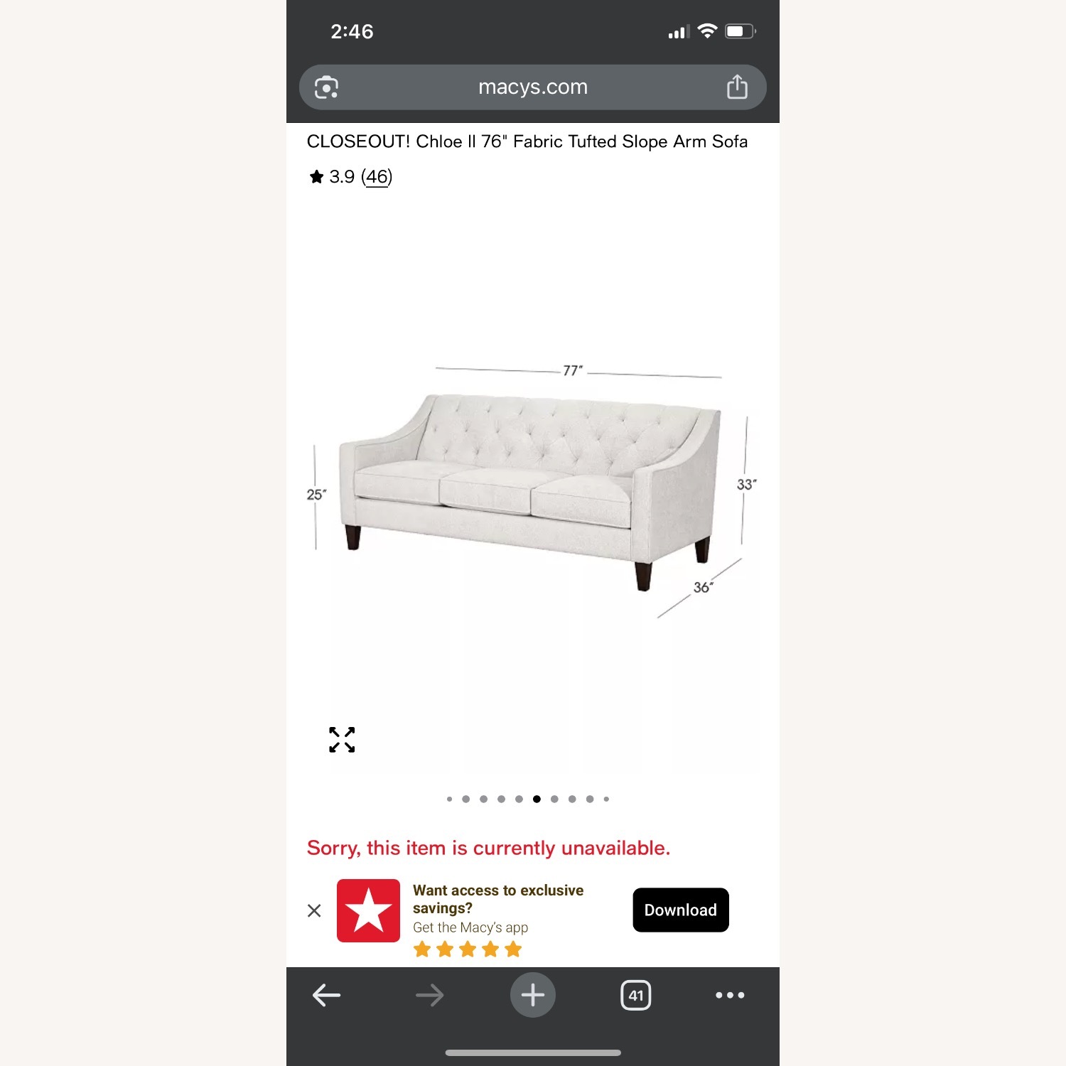 Macy’s Chloe 3 Seater Sofa - White - image-4