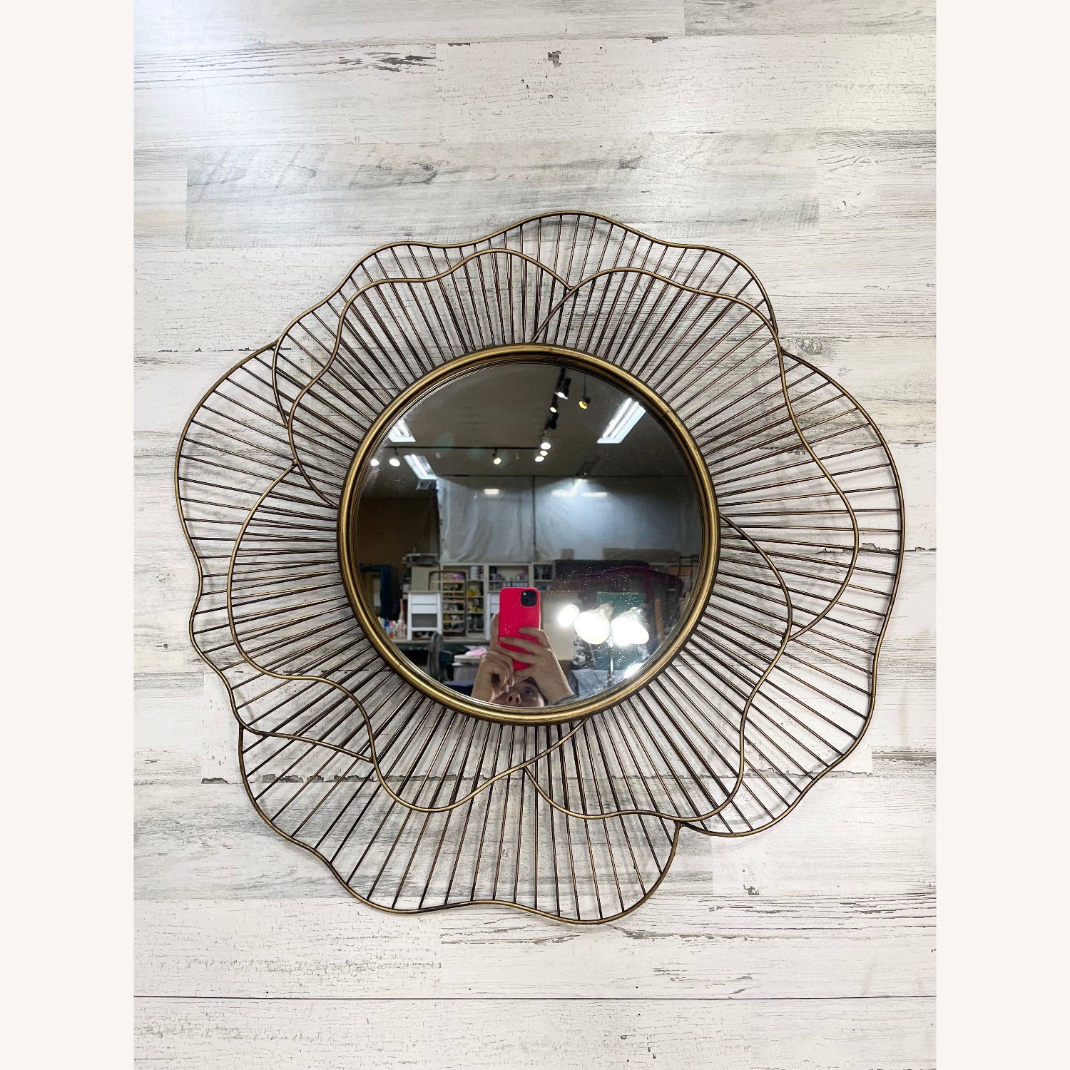 Gold Contemporary Rose Design Mirror - image-1