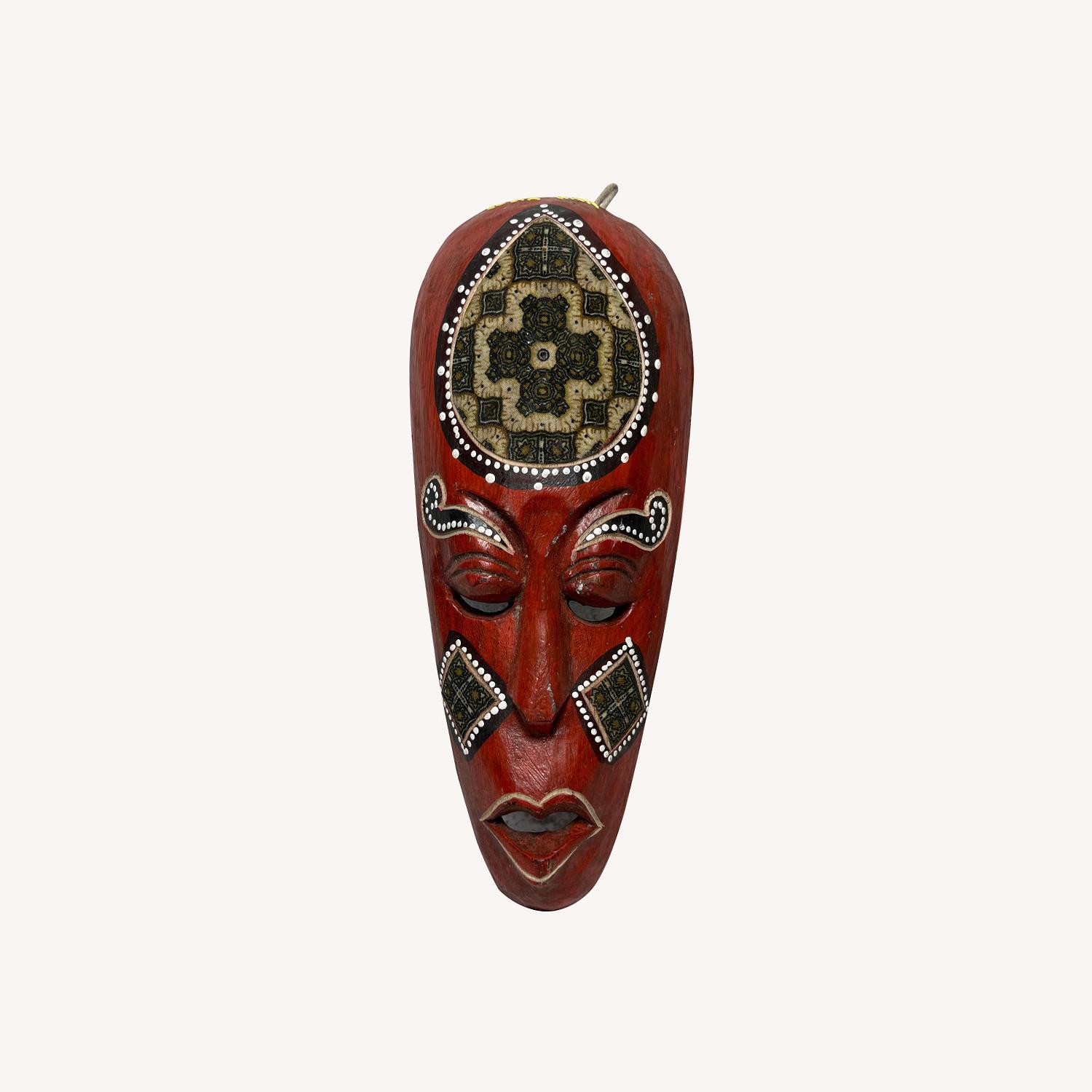 Red Tribal Costa Rican Wood Mask - image-0