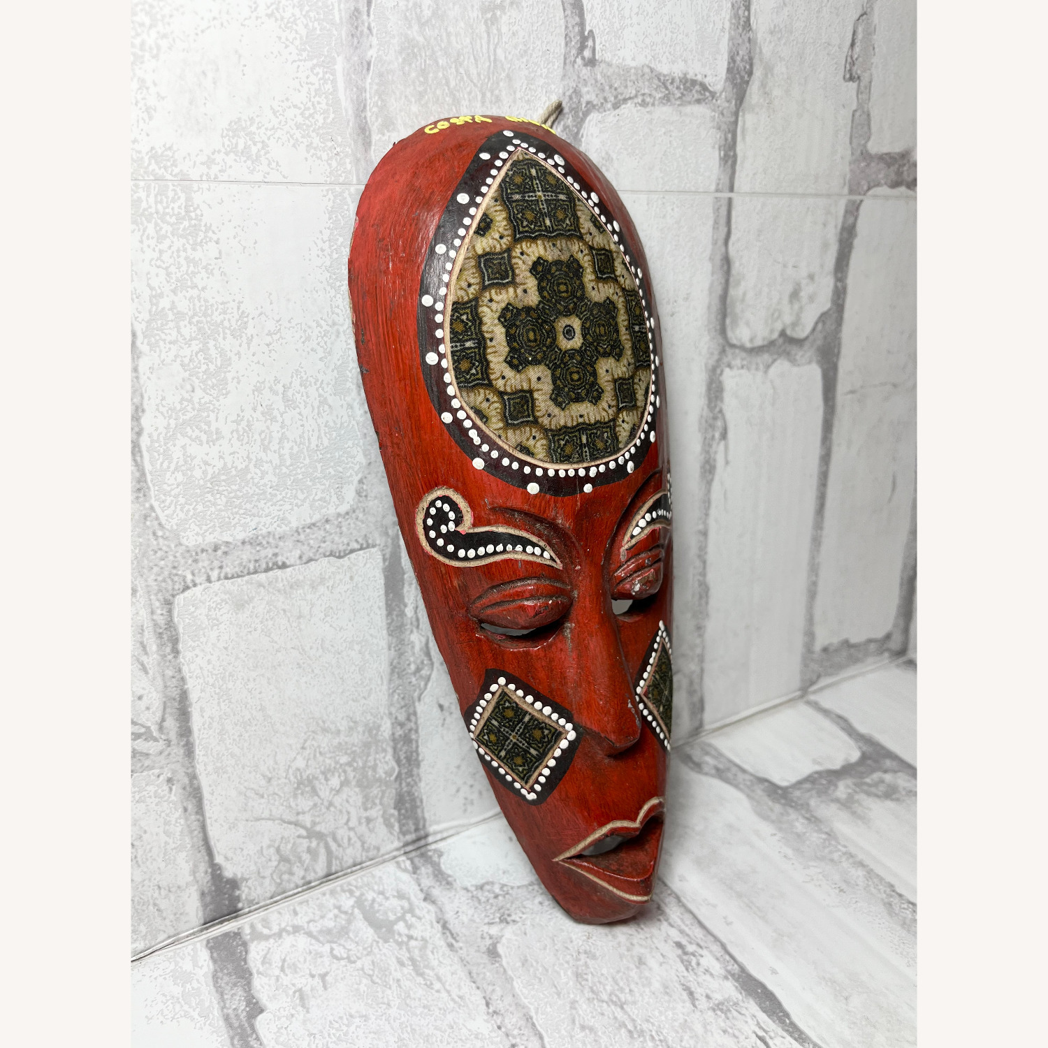 Red Tribal Costa Rican Wood Mask - image-2