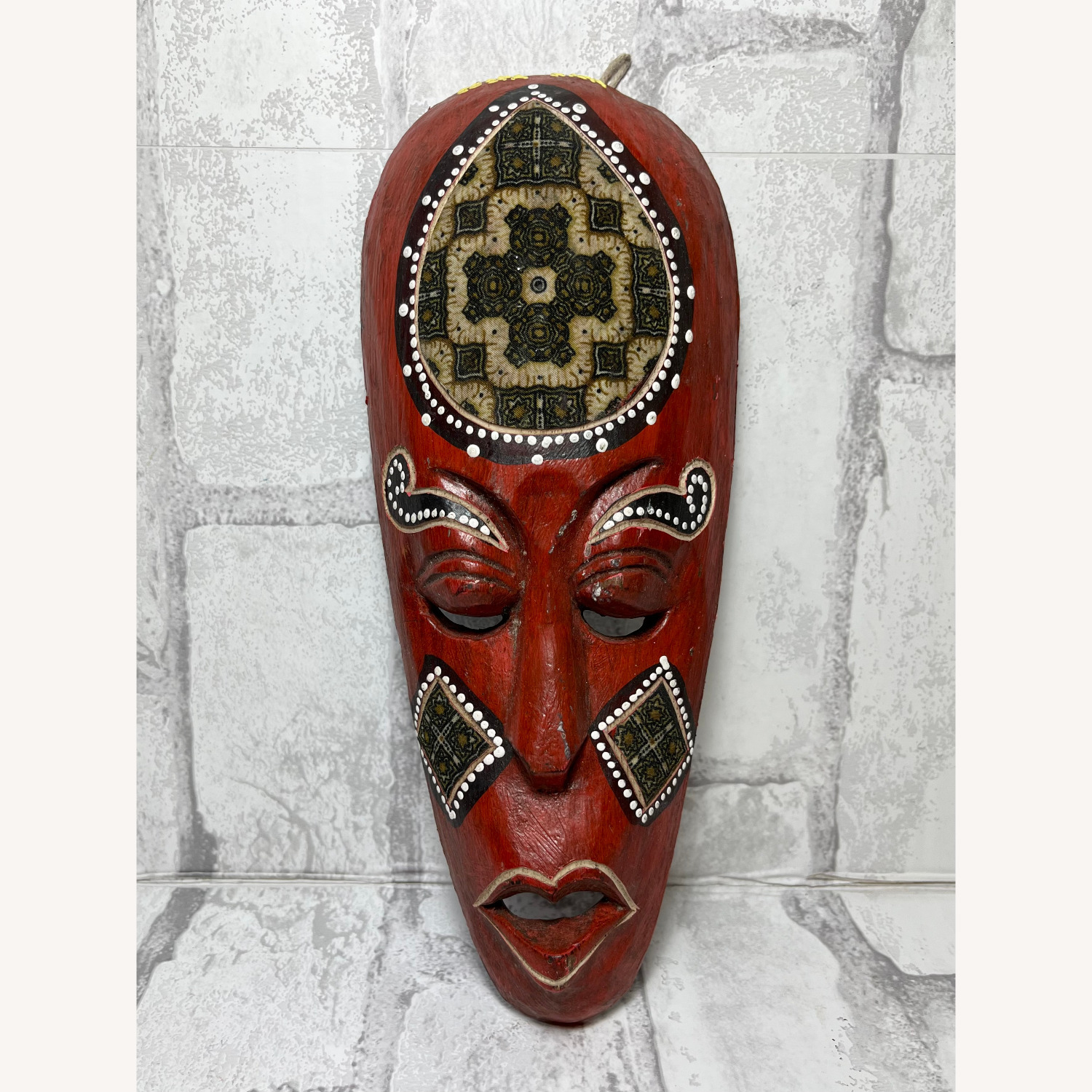 Red Tribal Costa Rican Wood Mask - image-1