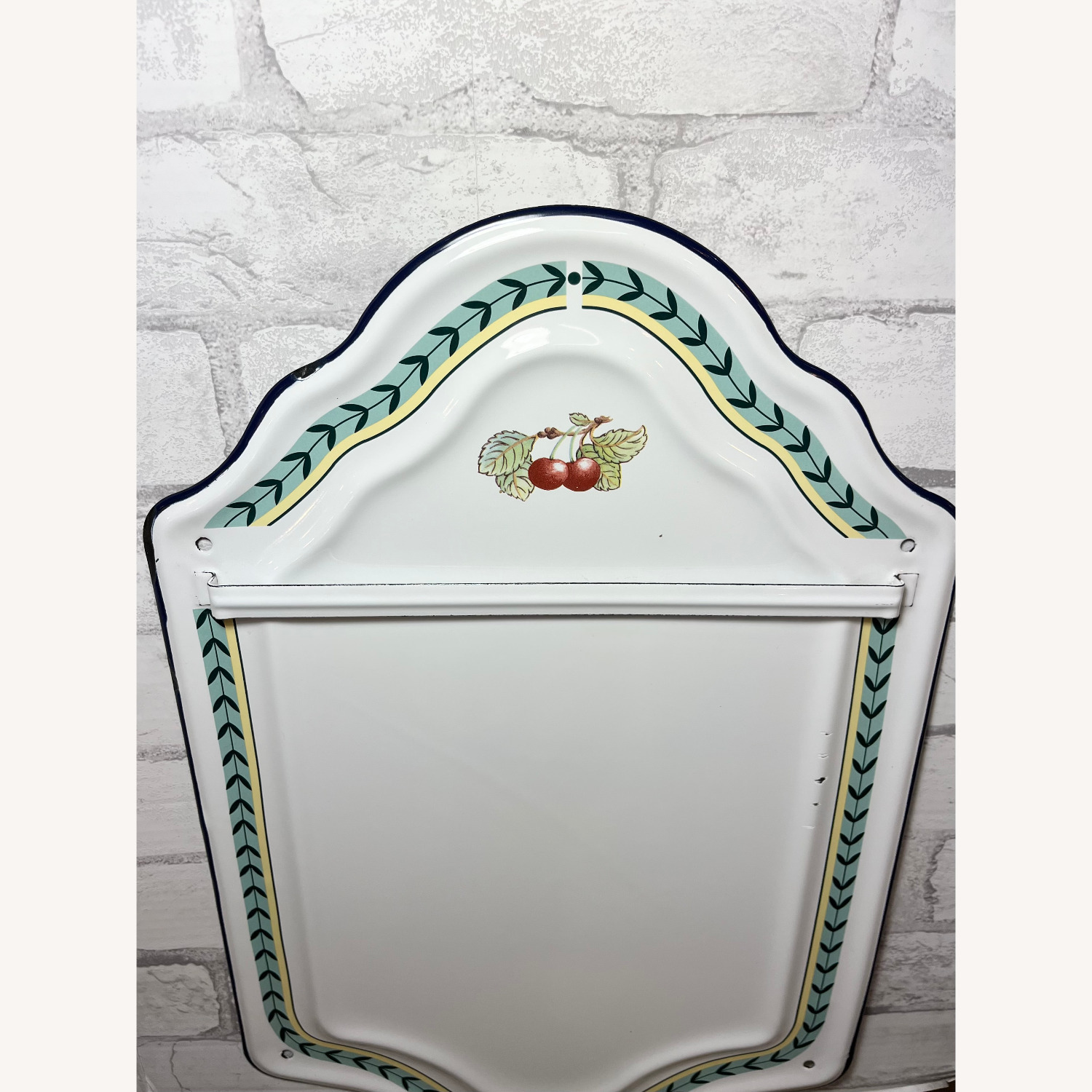 Vintage French Enamelware Ladle Holder Wall Rack - image-3