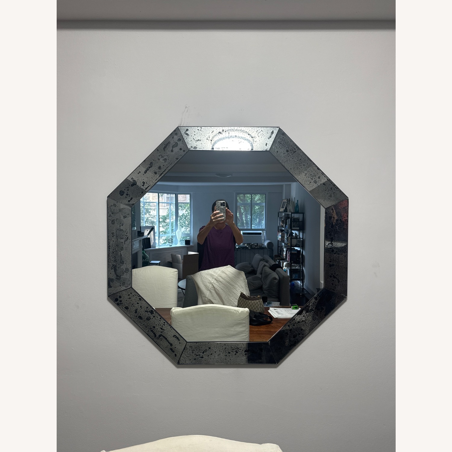 Octagonal Distressed Glass Mirror - image-3