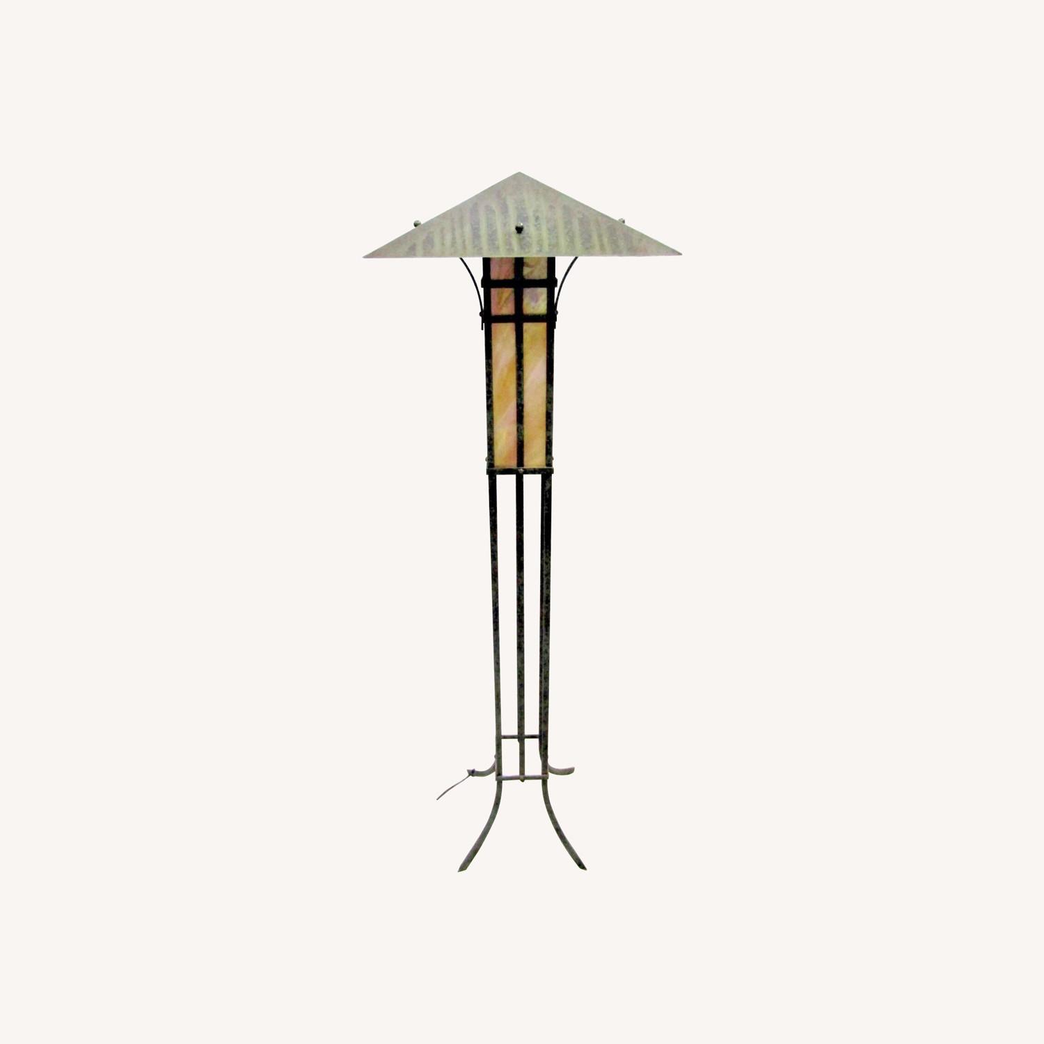 Craftsman Metal and Mica Torchier Floor Lamp - image-0