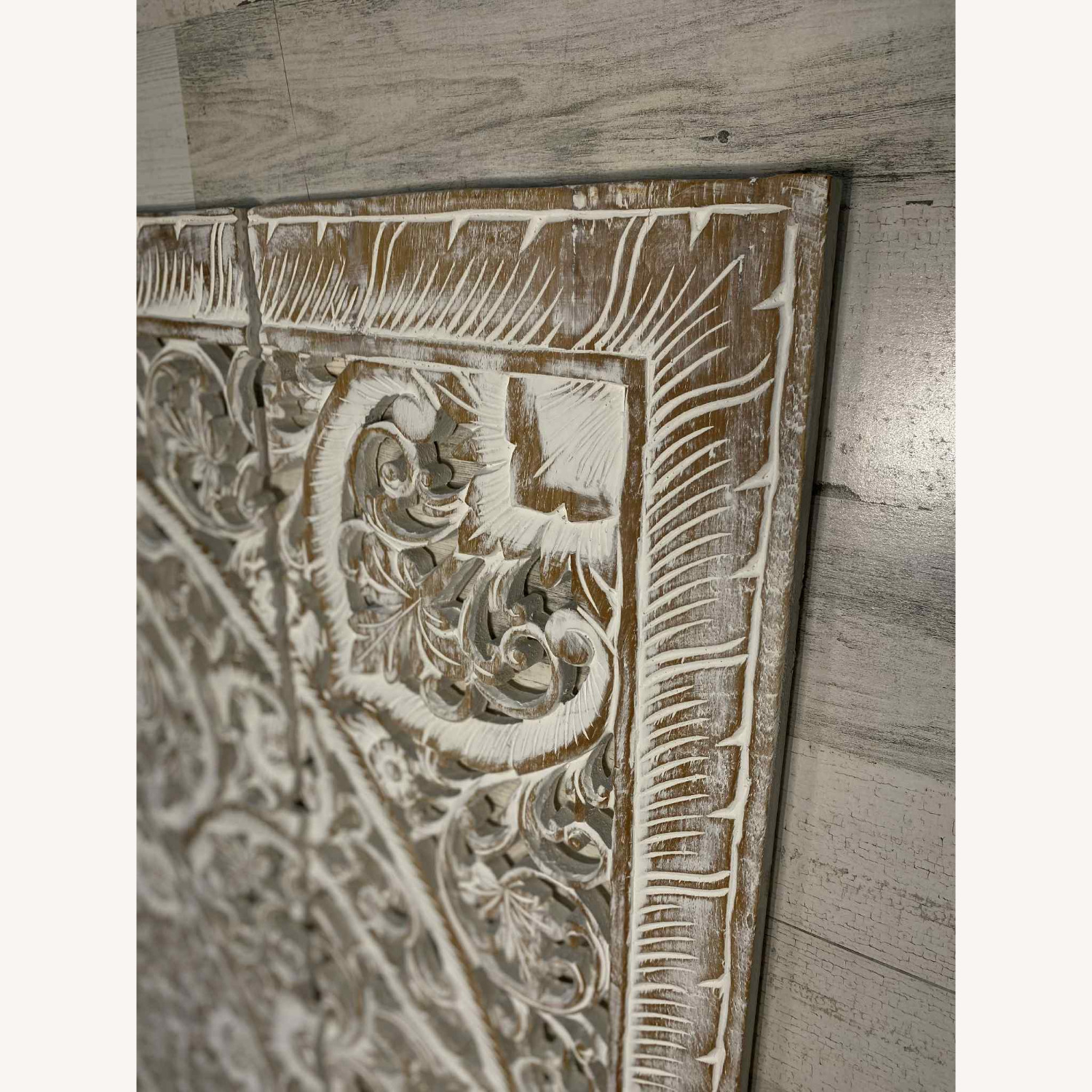 White Wash Mandala Headboard Queen - image-3