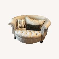 Adorable Grey Velour Rounded Loveseat 