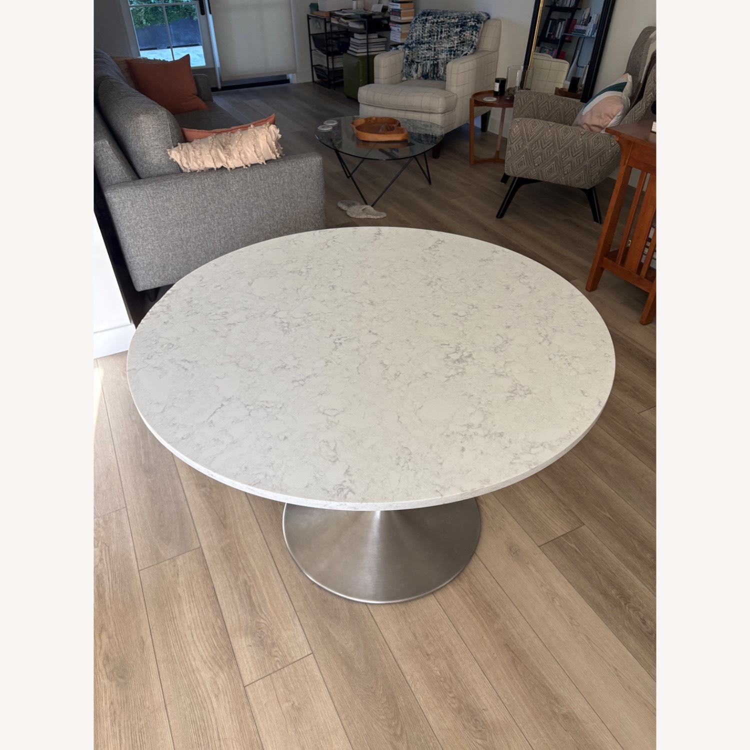 Room & Board Aria White Marble Tulip Dining Table - image-1