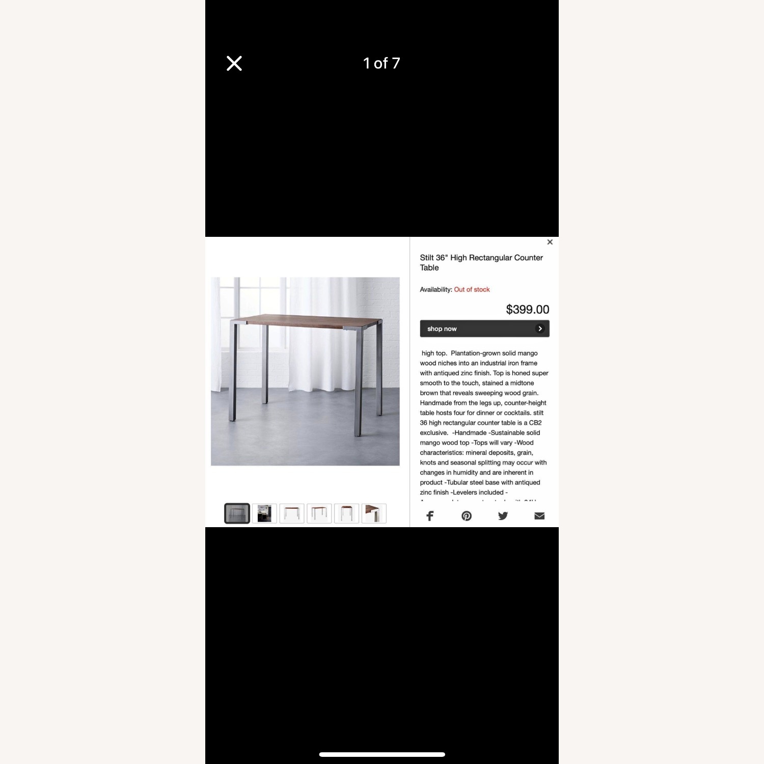 CB2 Dining Table and Stools - image-5