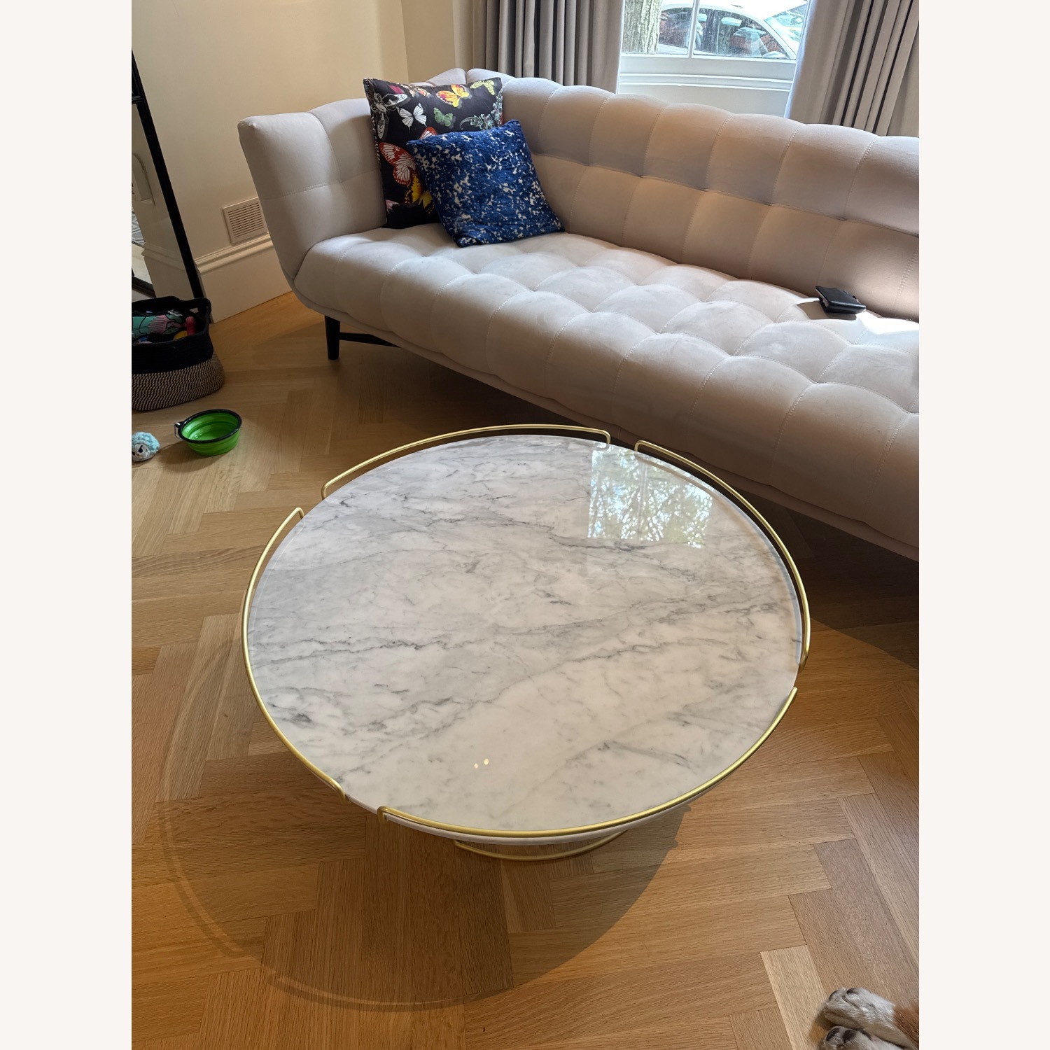Elegant Round Marble & Brass Coffee Table - image-3