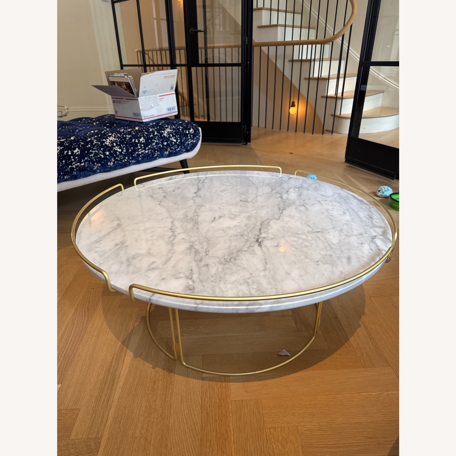 Elegant Round Marble & Brass Coffee Table - image-1