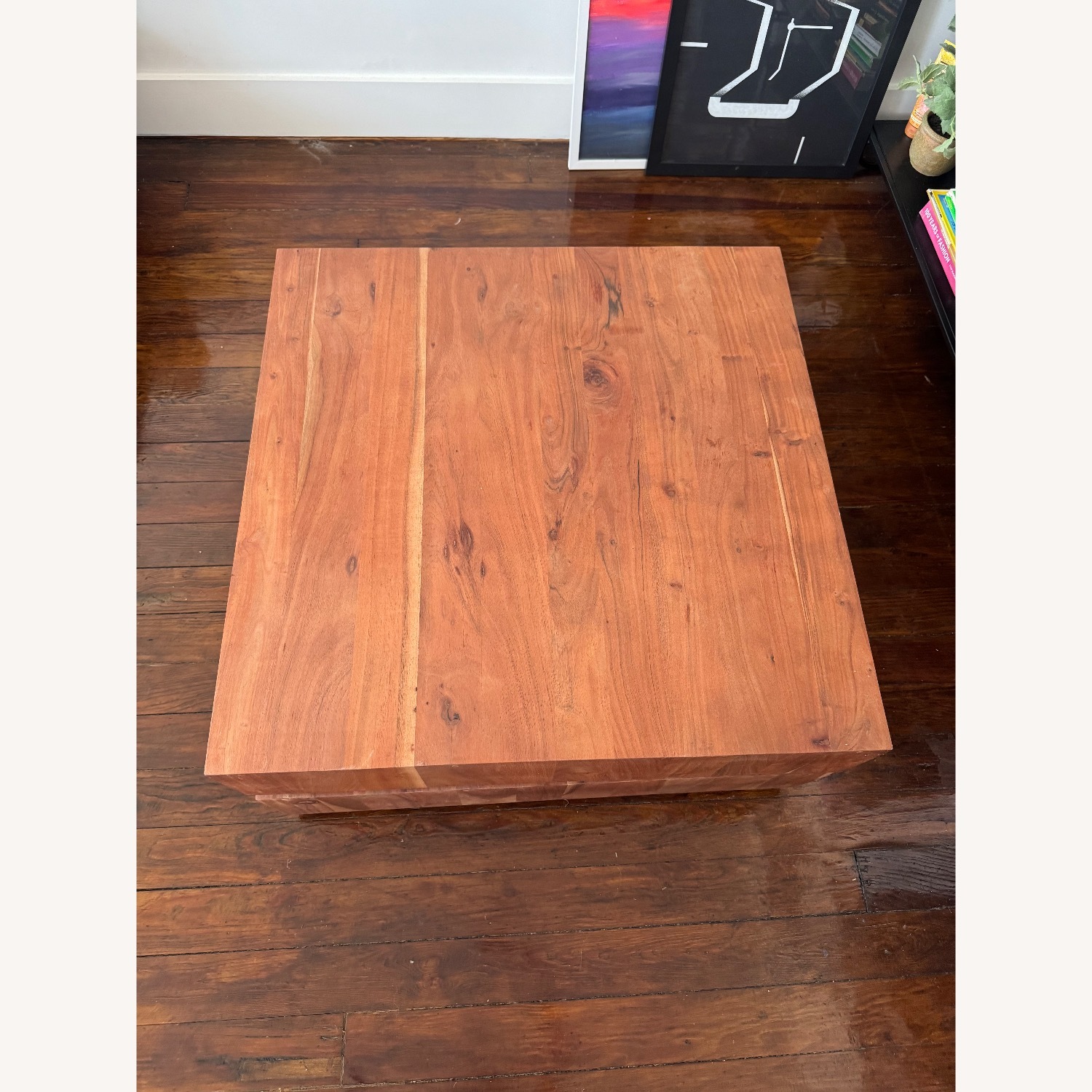 CB2 Spin Rotating Square Wood Coffee Table - image-4