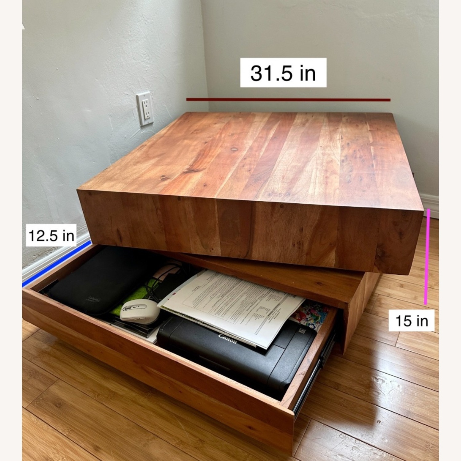 CB2 Spin Rotating Square Wood Coffee Table - image-1