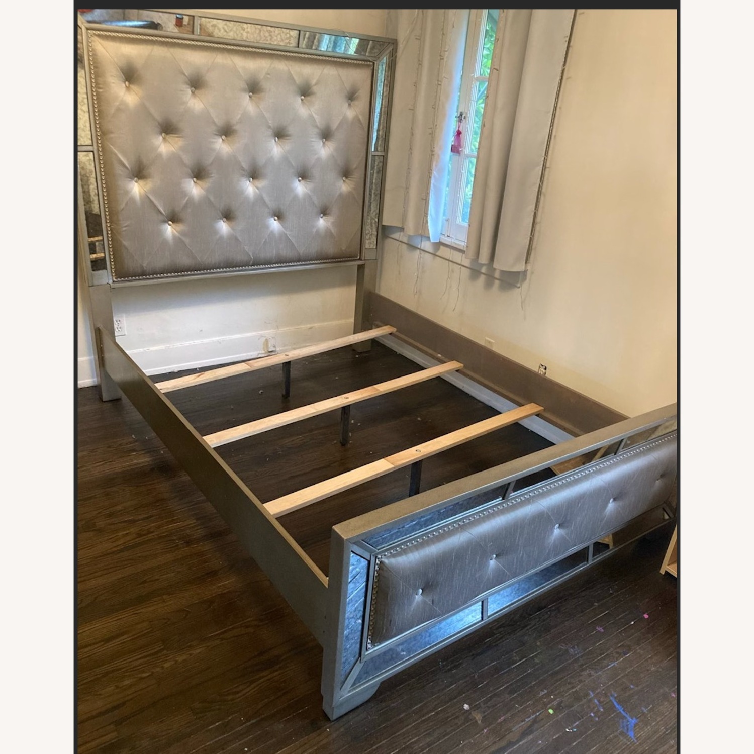 Z Gallerie Ava Bed Light Gray Luxe Queen Bed - AptDeco