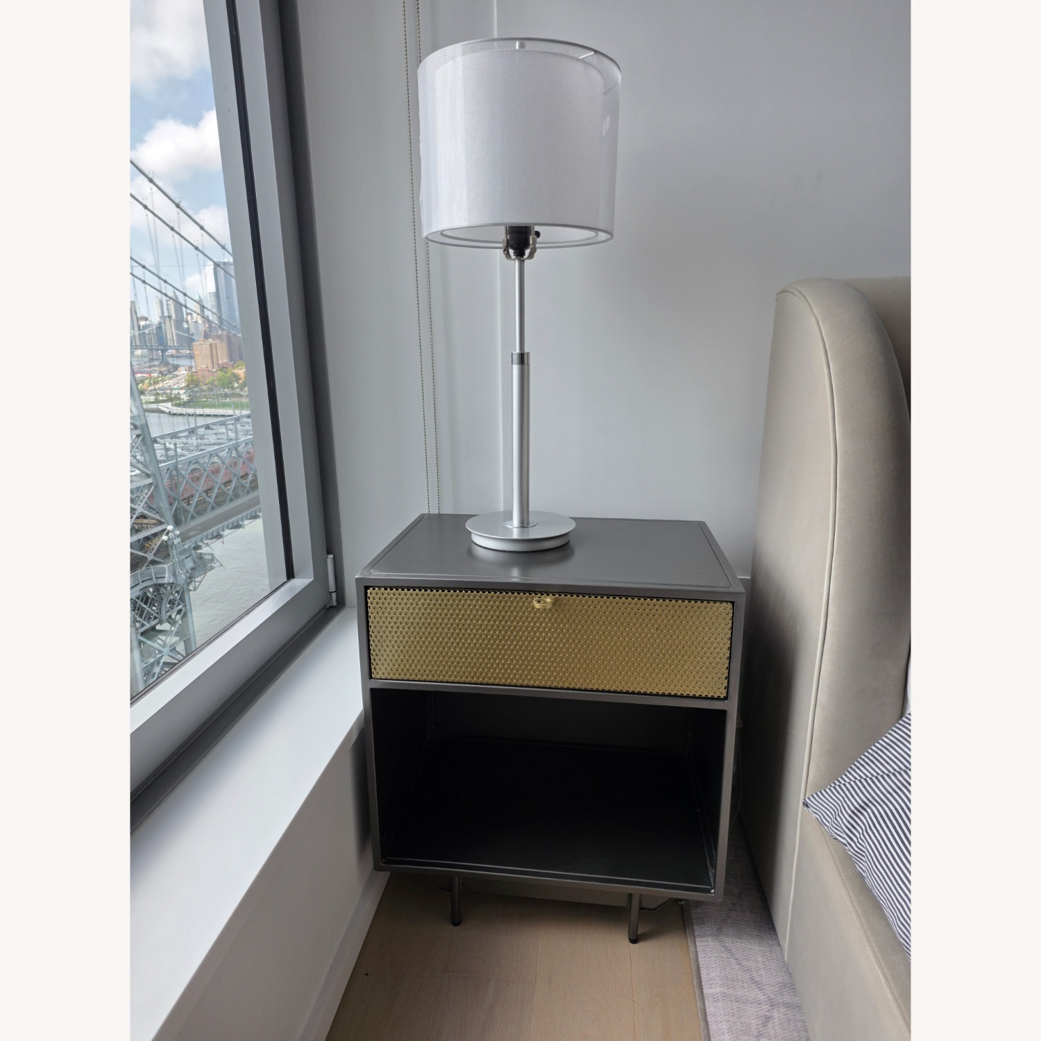 AllModern Gun Metal and Matte Gold Nightstand - image-1