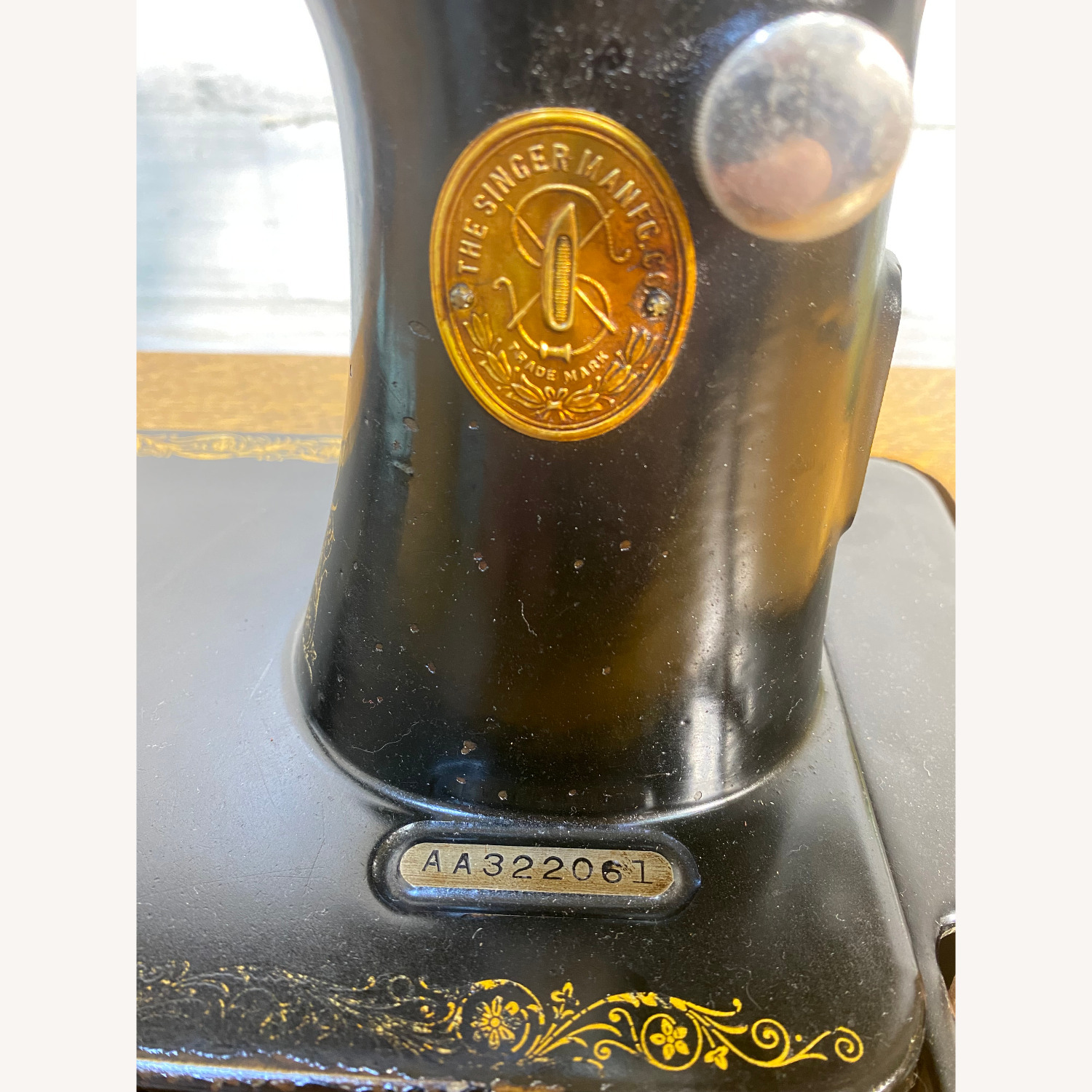 Antique Singer Sewing Machine & Desk - image-6