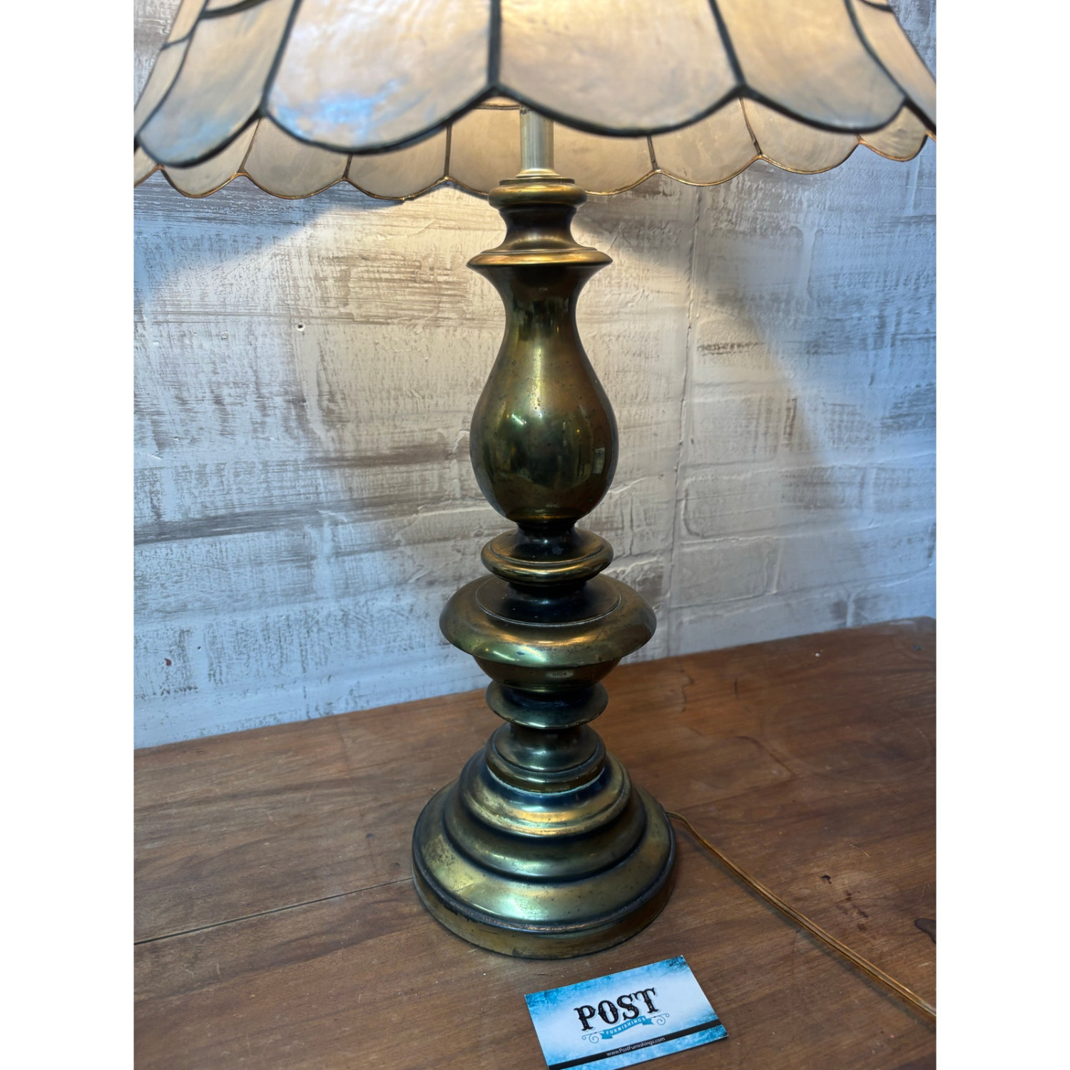 Capiz Shell And Brass Table Lamp - image-2
