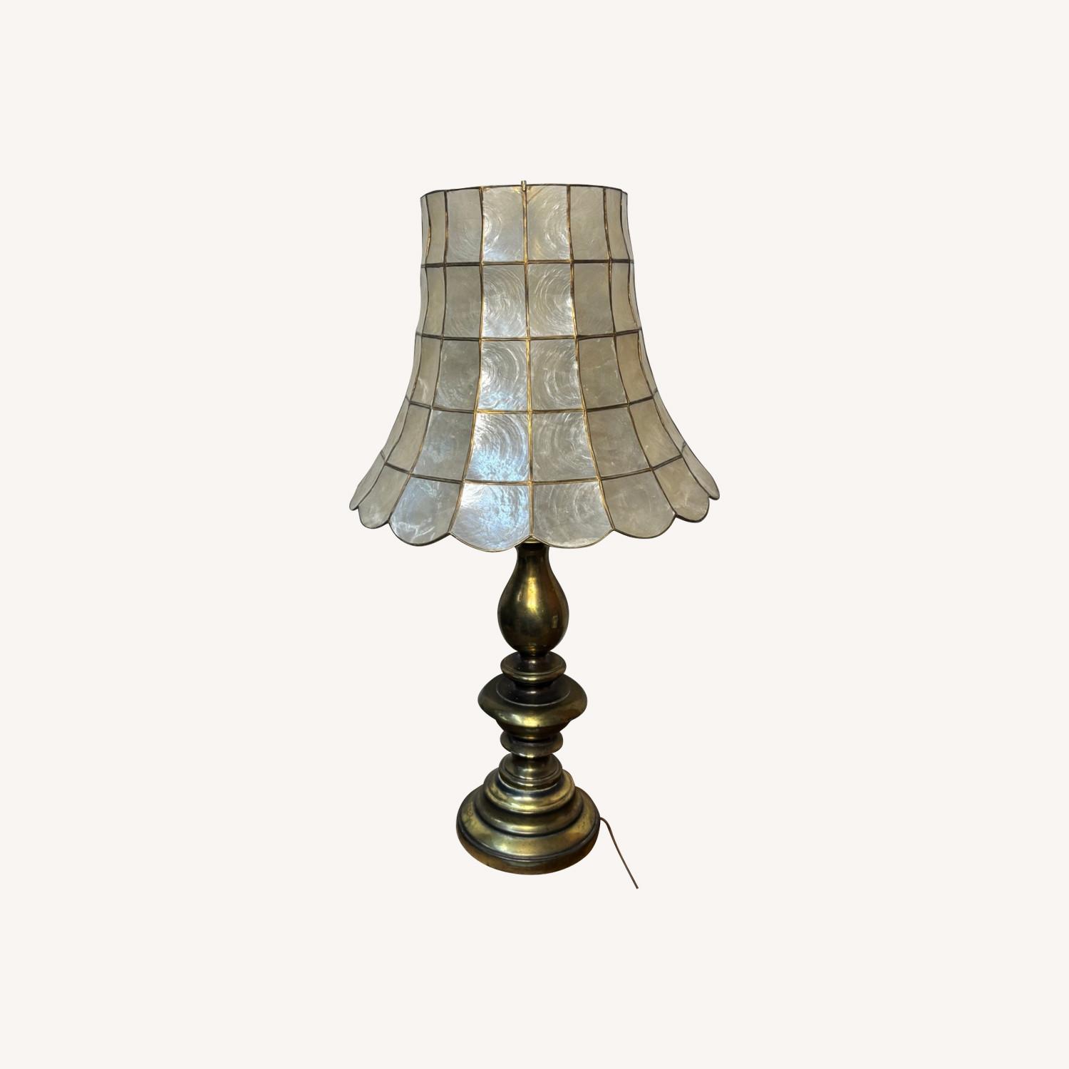 Capiz Shell And Brass Table Lamp - image-0