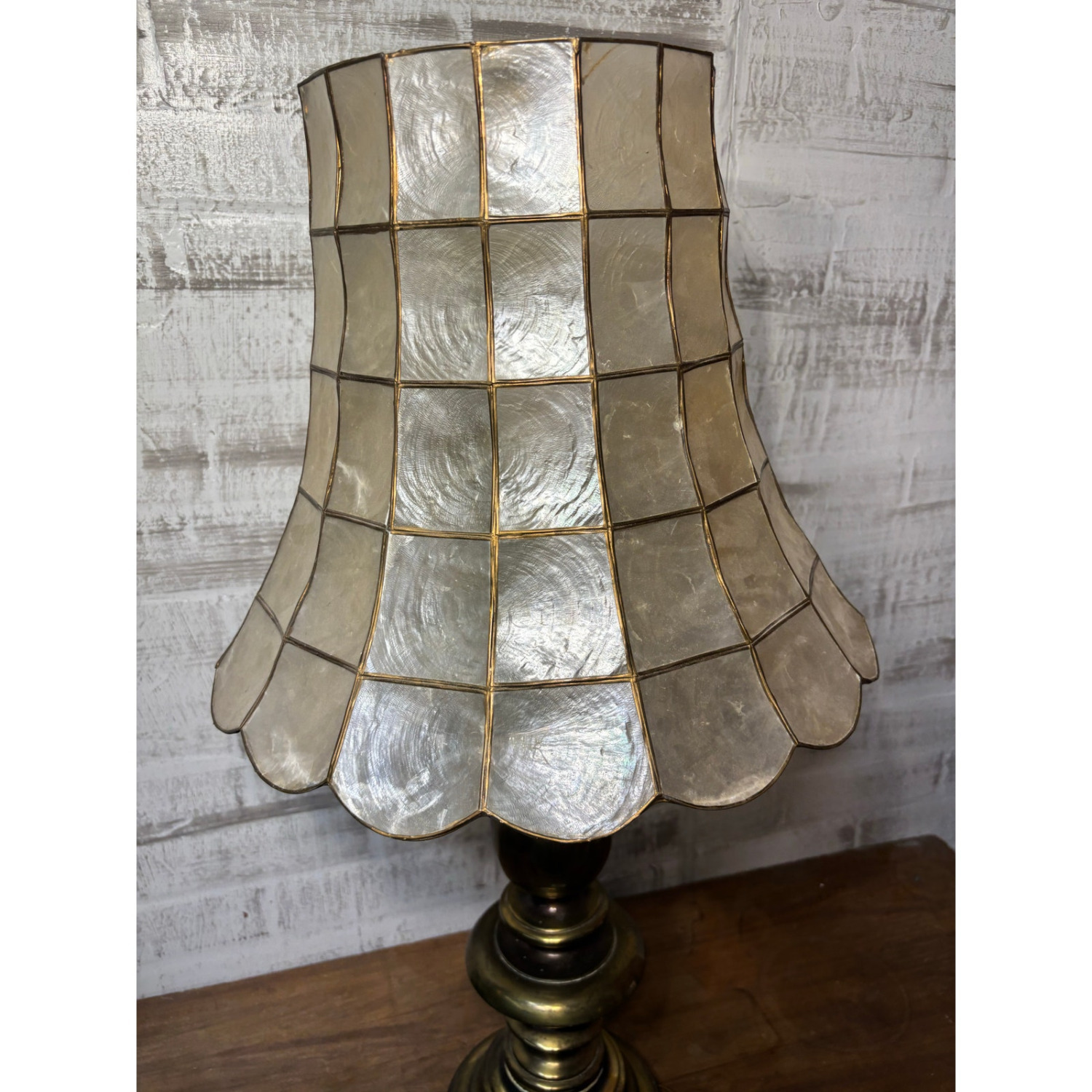 Capiz Shell And Brass Table Lamp - image-3