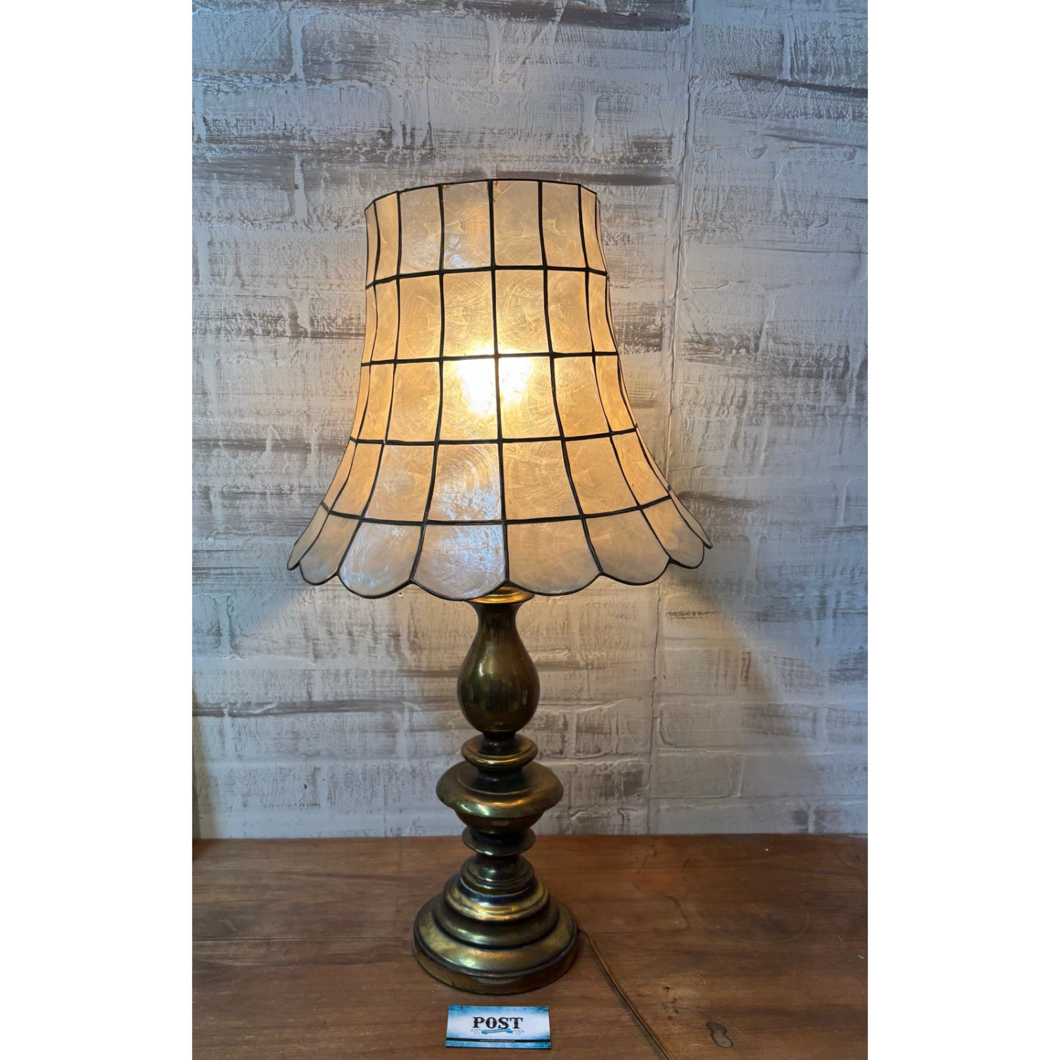 Capiz Shell And Brass Table Lamp - image-1