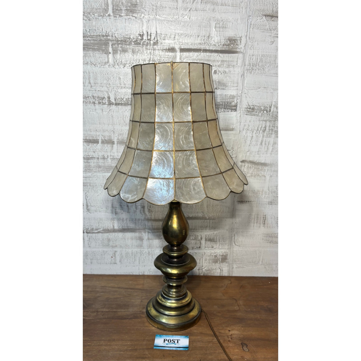 Capiz Shell And Brass Table Lamp - image-4