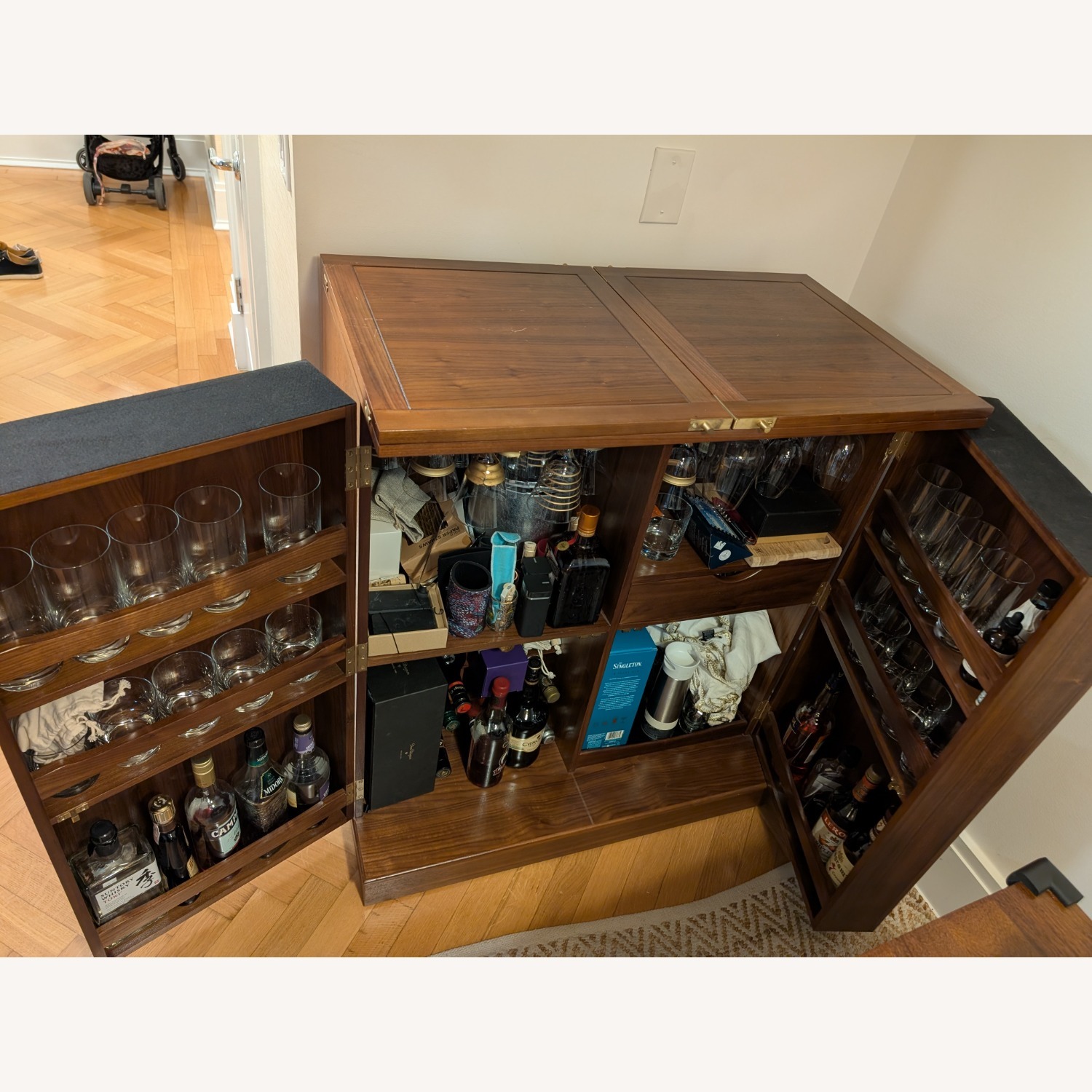 Crate & Barrel Maxine Bar Cabinet - AptDeco