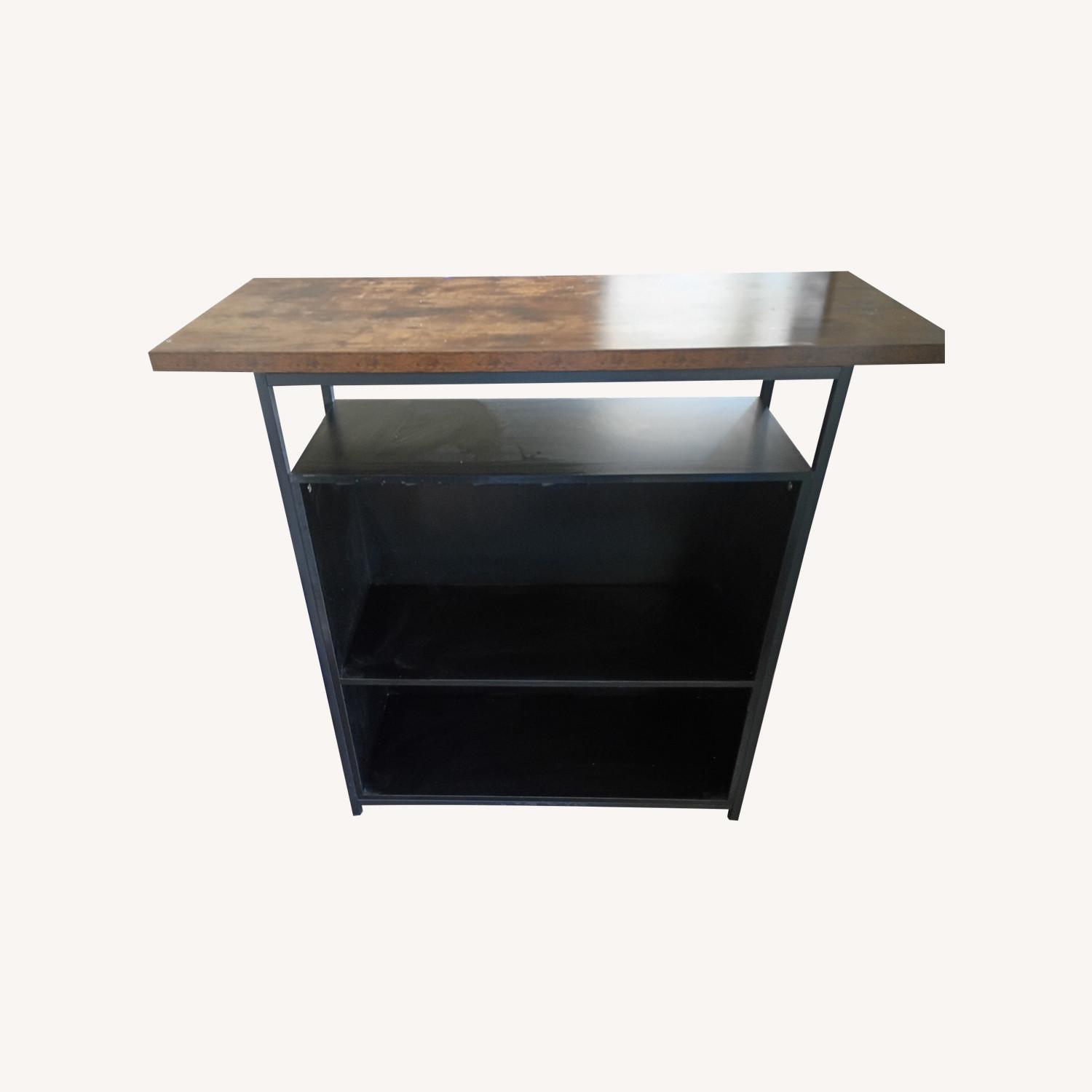 Dark Brown / Black Bar Table & Storage - image-0