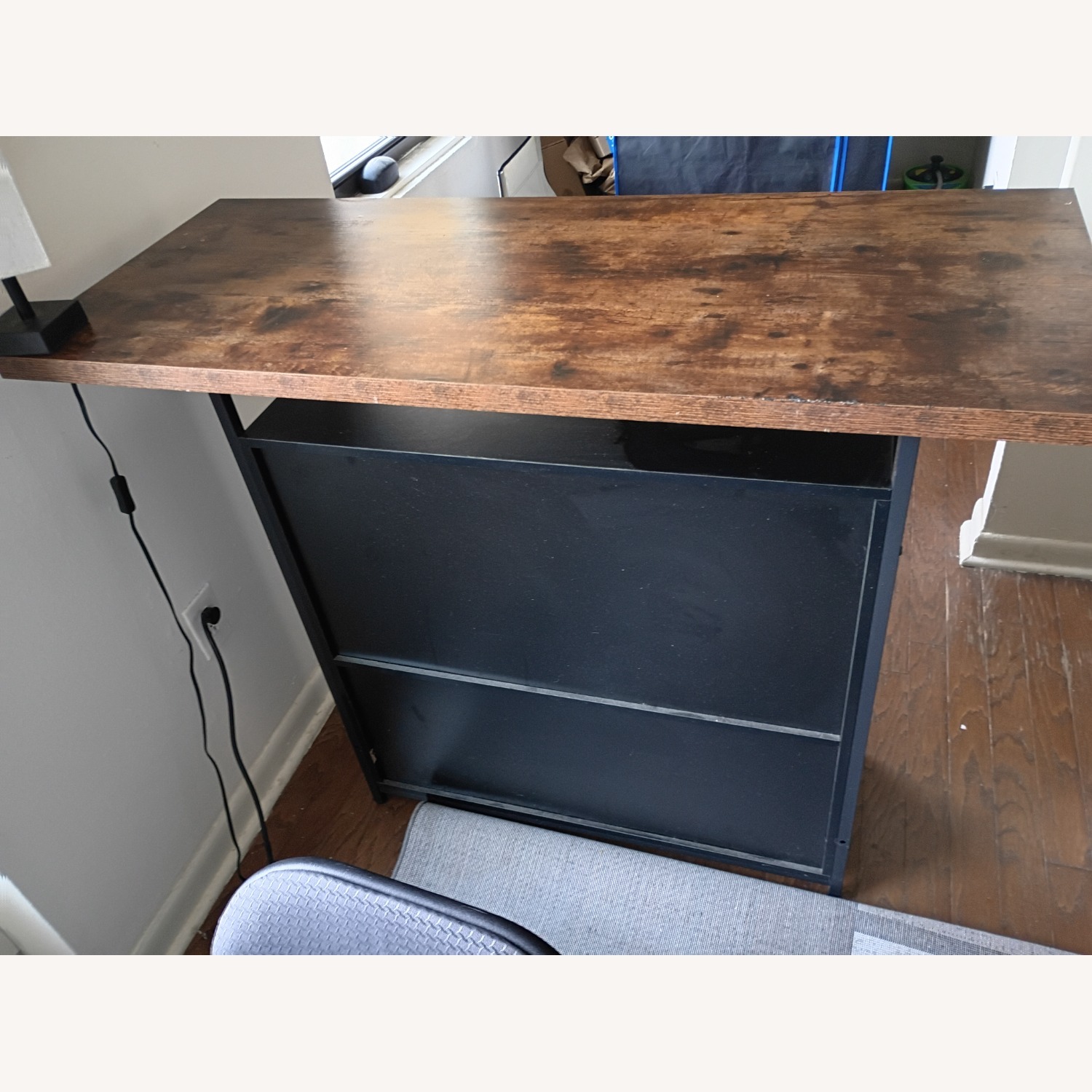 Dark Brown / Black Bar Table & Storage - image-1