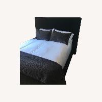 RH Black Linen Headboard and Footboard