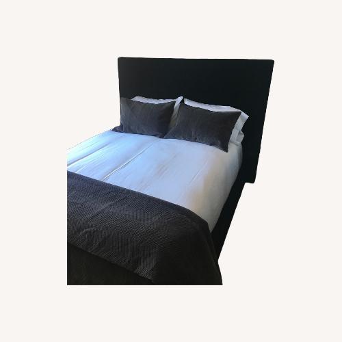Used RH Black Linen Headboard and Footboard  for sale on AptDeco