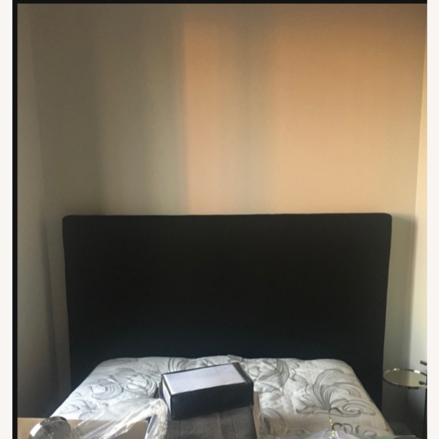 RH Black Linen Headboard and Footboard  - image-2