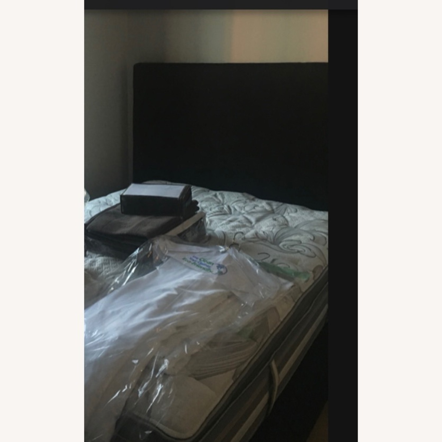 RH Black Linen Headboard and Footboard  - image-3